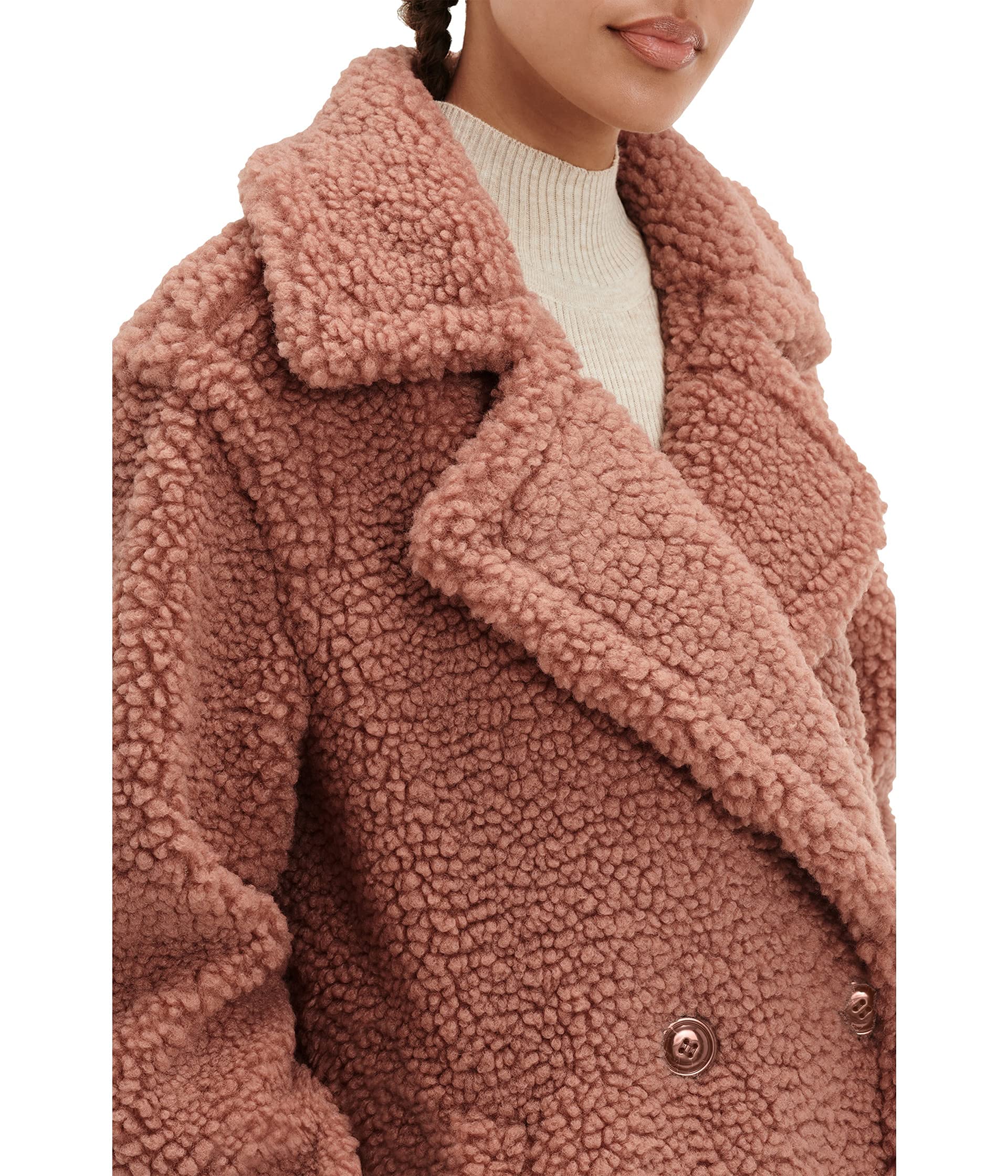 UGG womens Gertrude Long Teddy COAT, Firewood, Medium US
