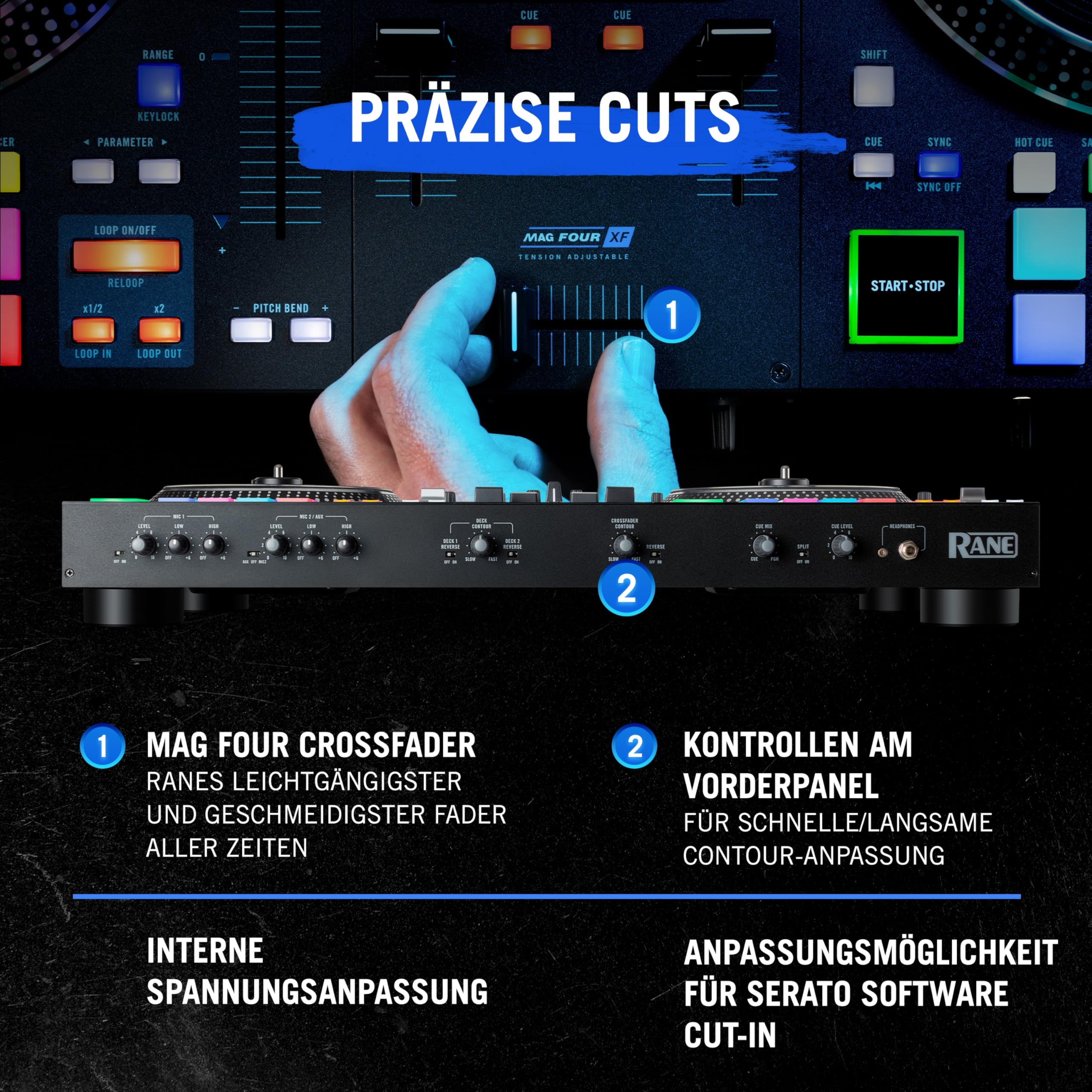 RANE ONE, Komplettes DJ-Set und DJ-Controller für Serato DJ mit Integriertem DJ-Mixer, Motorisierten Plattentellern und Serato DJ Pro Enthalten