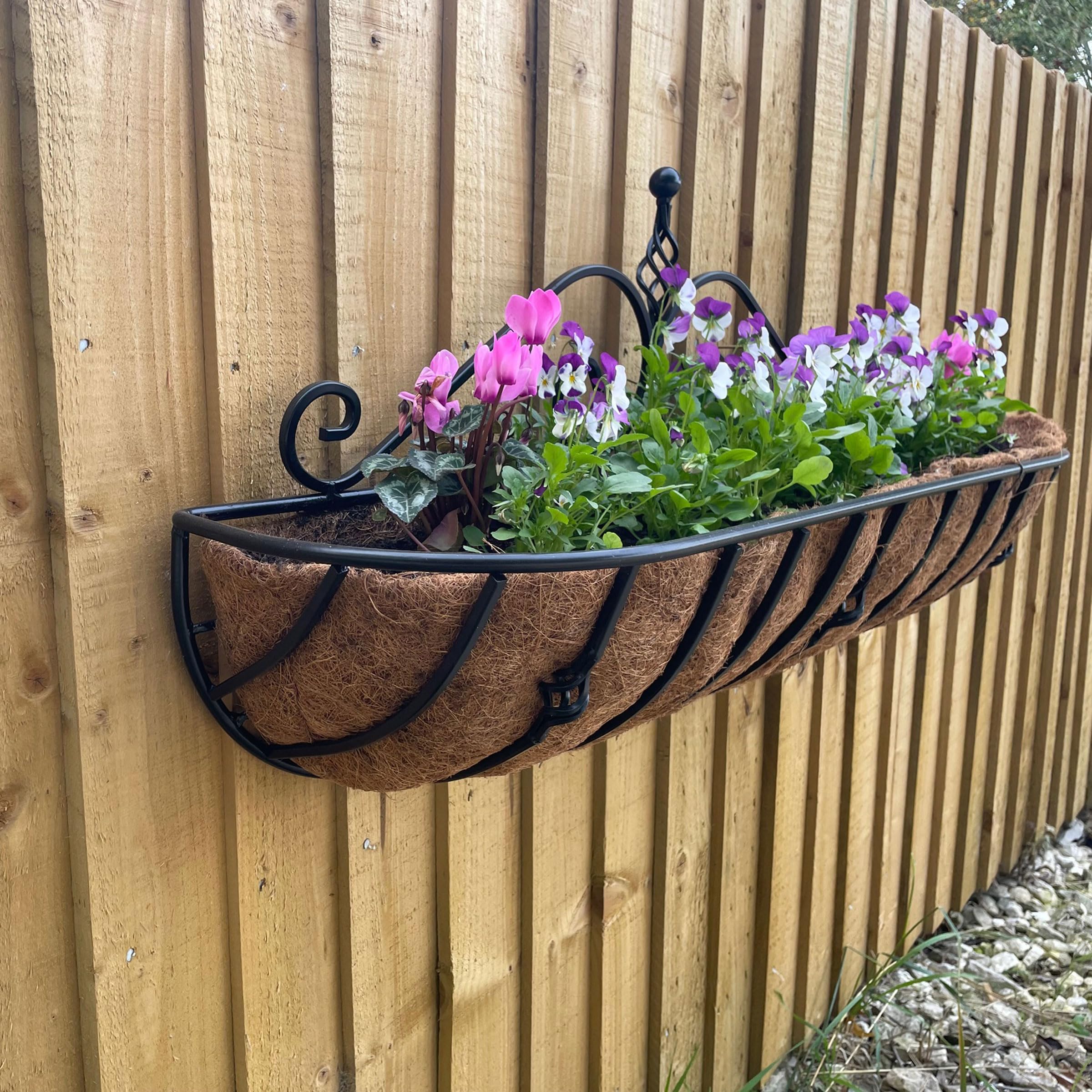 RUDDINGS WOOD Spiral Window Box Plant Trough Metal Wall Mounted Heavy Duty Garden asket Planter 90cm