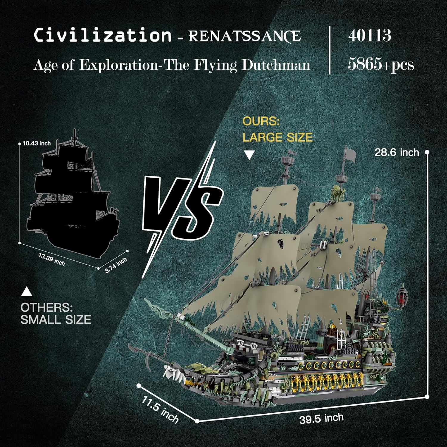Size comparison of the JMBricklayer Pirate Ship model