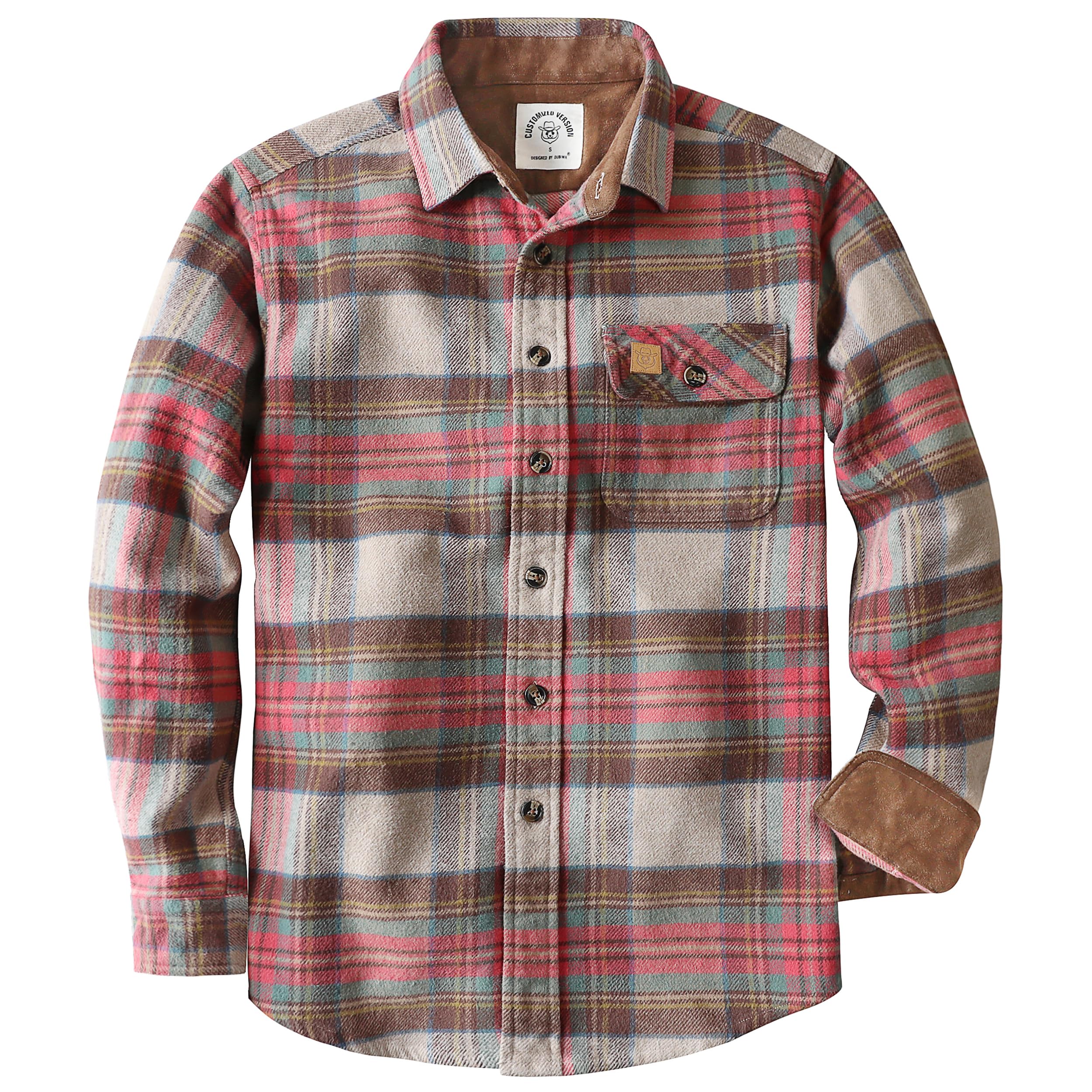 Dubinik® 13oz Super Schweres Flanellhemd Herren Hemd Langarm Kariert Warmes Casual Baumwolle Schwer Button Down