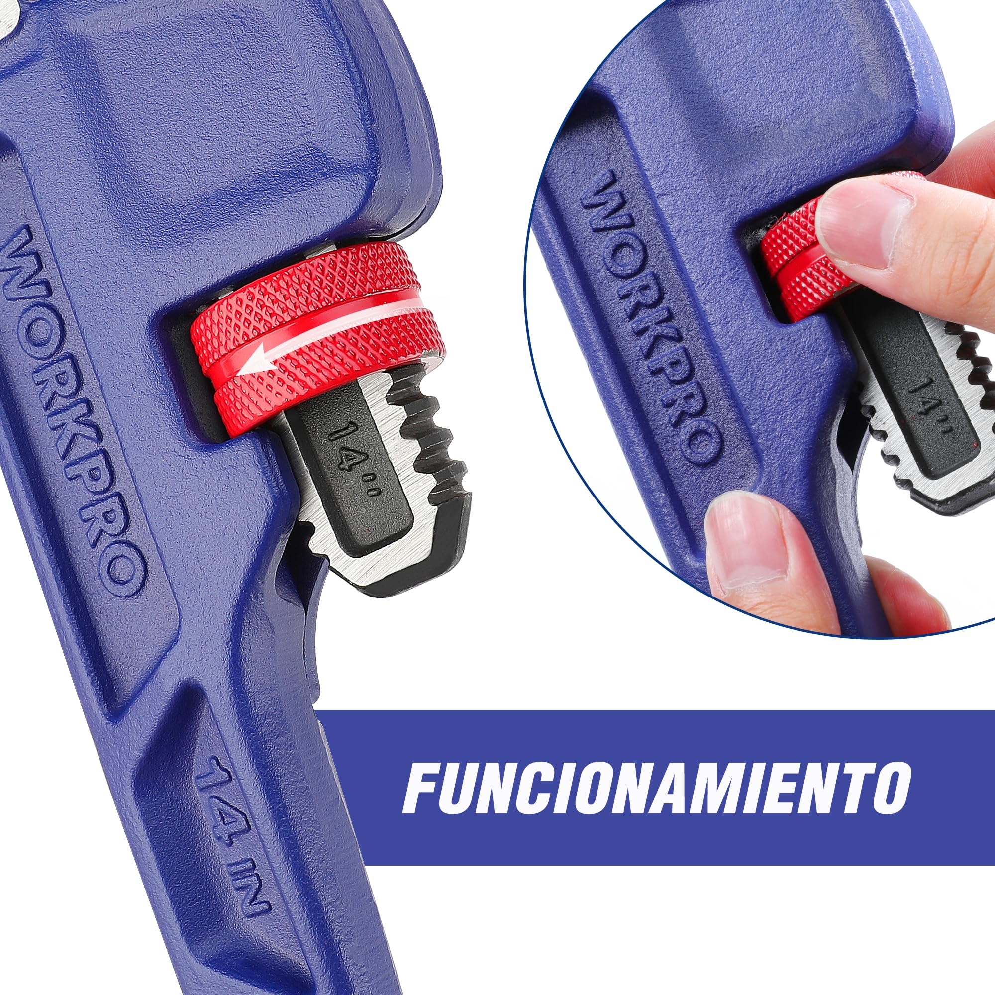 WORKPRO Llave para Tubo, Llave de Garra de Forja Entera de 350 mm, Llave de Tubo Recta, de Alta Resistencia para Reparación de Fontanería