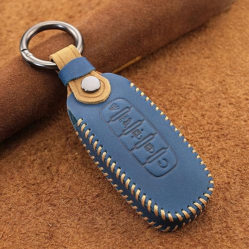 SANRILY Funda de cuero para llavero de 5 botones para Nissan Ariya 8 Gen th New Teana 2022 2023 Pathfinder Rogue entrada sin llave retro con llavero