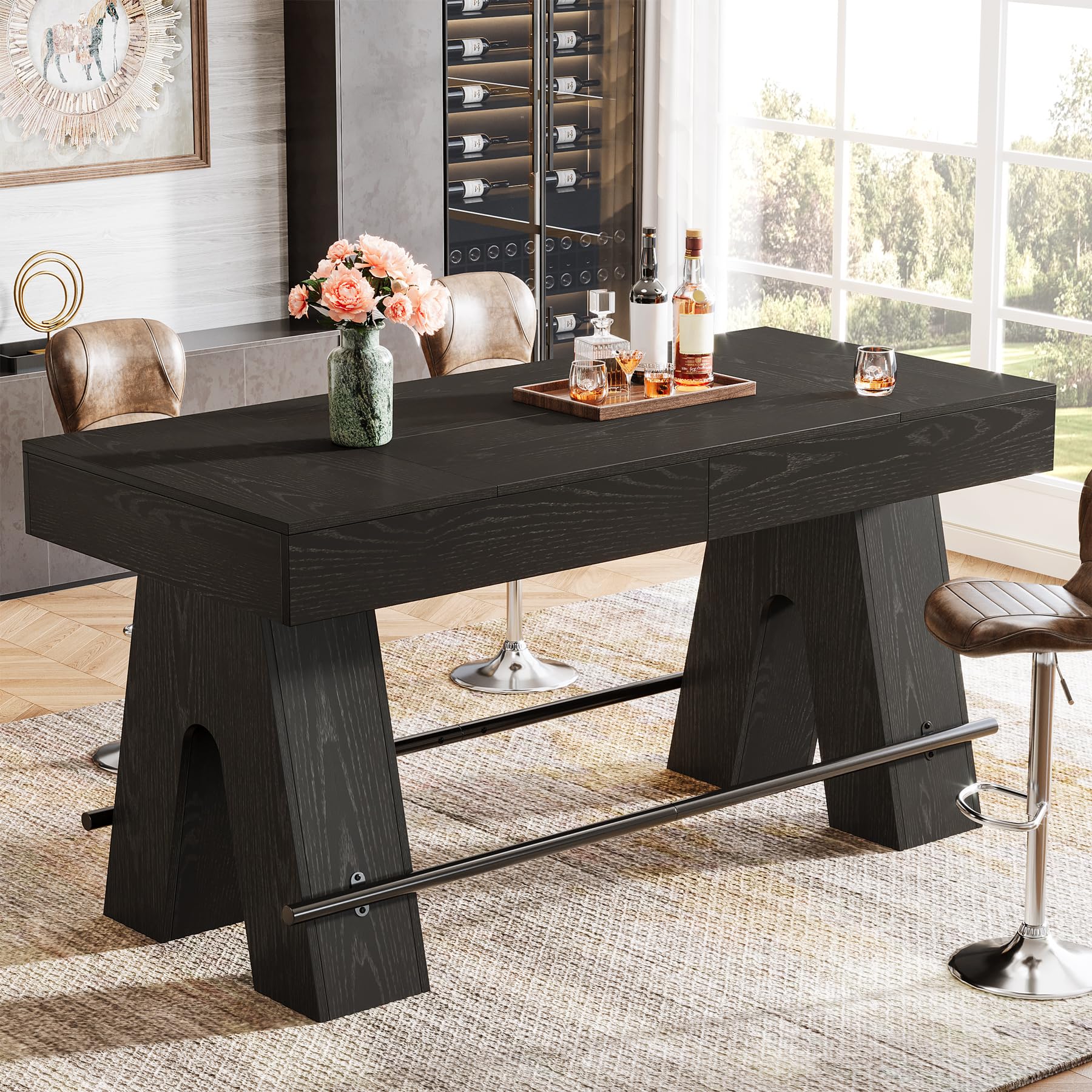 Bar Bench Table Tribesigns Bar Table Set, Modern Pub Bar Dining