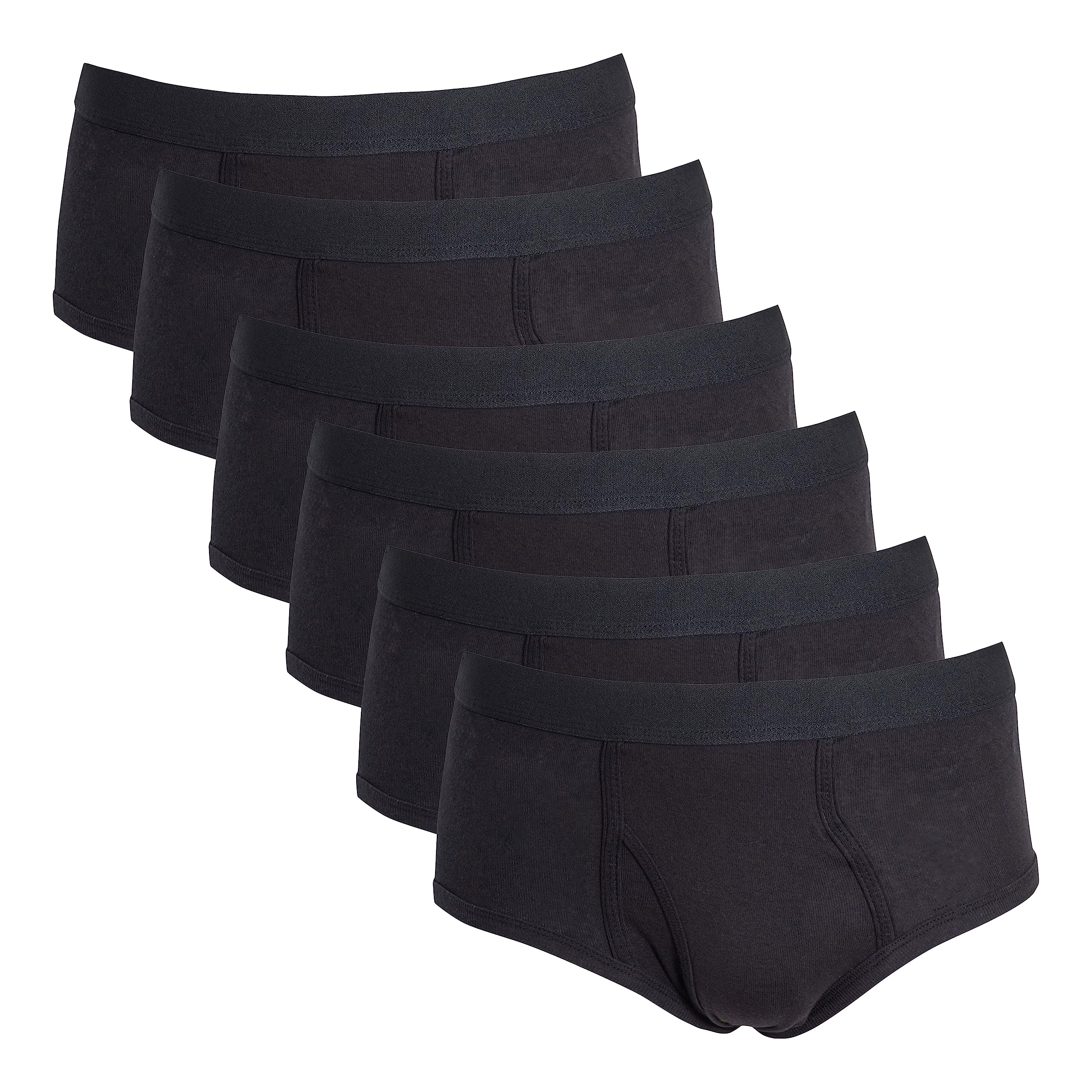 Sock Stack Men's Black Pack Of 6 Briefs Underpants Comfort Fit Cotton Soft Waistband Underwear Brief For Mb05, Large