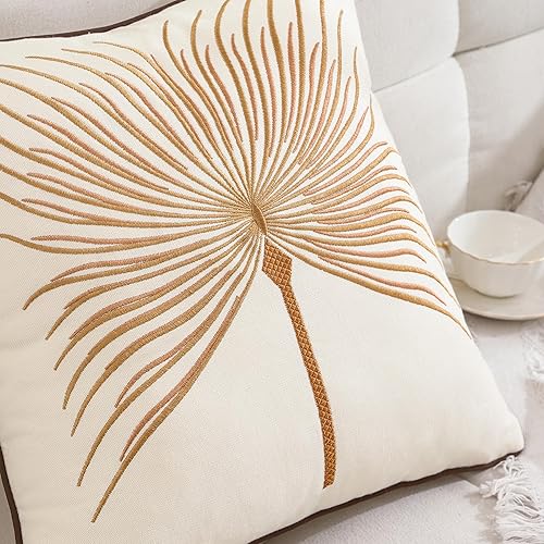 Miniatura 3 de Tosleo Fundas de almohada decorativas de 18 x 18 pulgadas, paquete de 2 fundas de almohada bordadas de algodón para decoración del hogar, fundas de