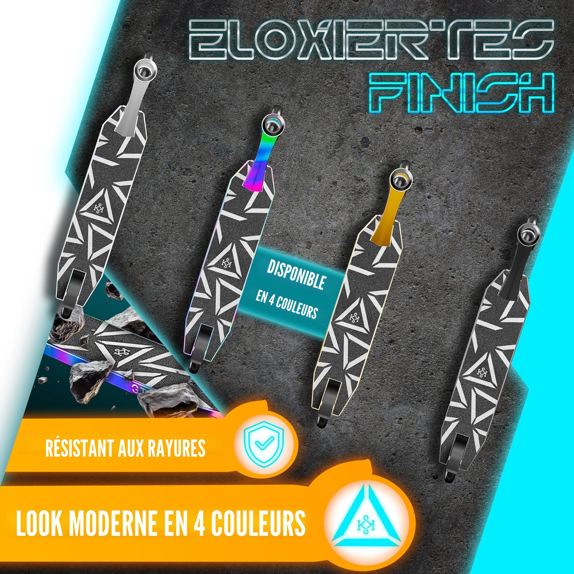 KESSER® Trougetinette de Freestyle GT-Limit 360Ḟ Direction trougetinette Funscooter Trougetinette de Freestyle avec béquille ABEC 9 roulements à Billes, Roues en PU 110 mm,