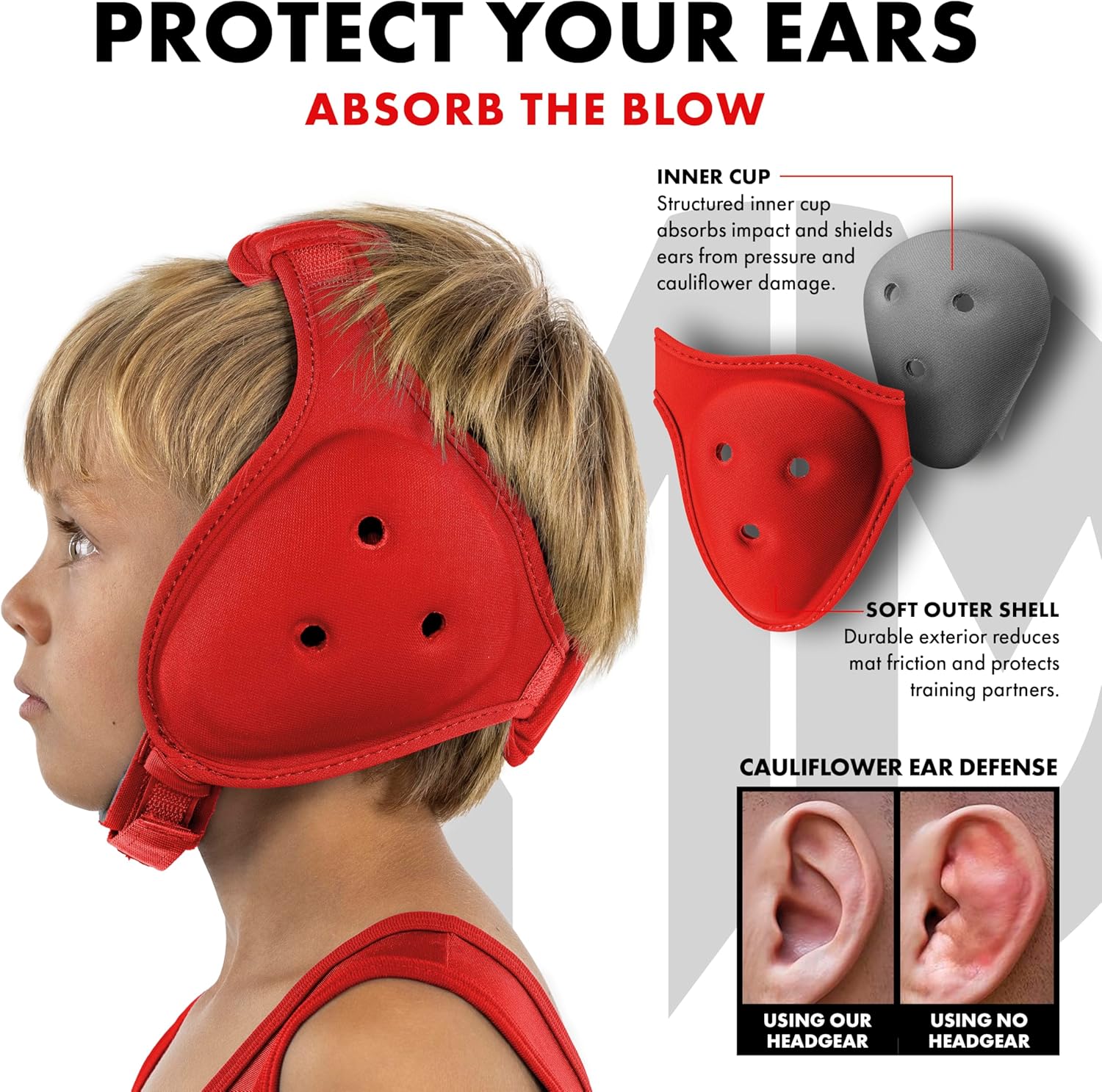 Matman Dynasty Youth Wrestling Headgear – Kids Soft & Comfortable Protective Ear Guards for Wrestling, BJJ & MMA