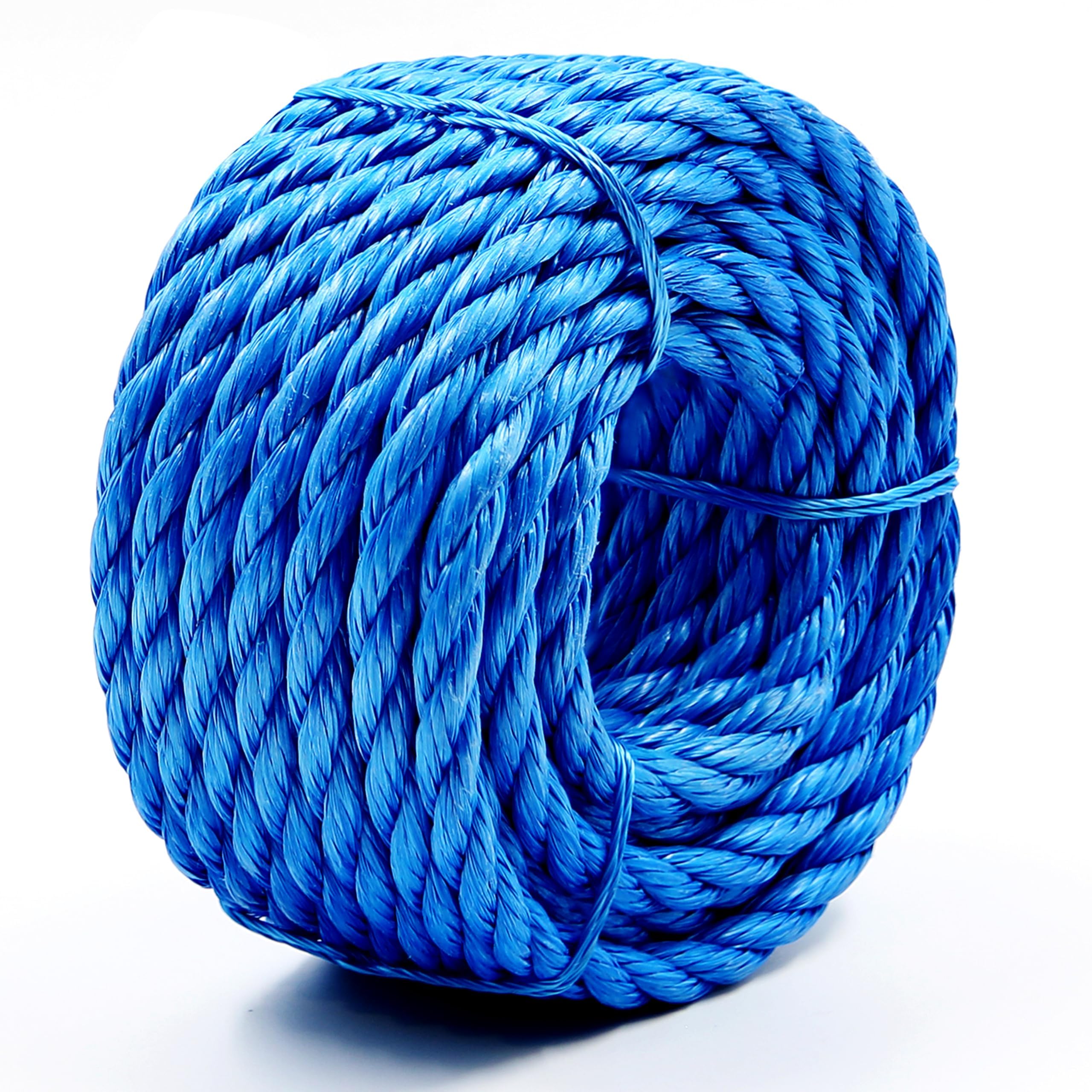 Heavy Duty Twisted PP/Polyester/Nylon Rope, Weather-Resistant &amp; Waterproof Rope for Pool, Marine, Camping, Household Use, Construction &amp; Rigging Applications (Blue, 5/16in X 32FT)