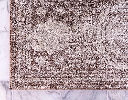 Vista 27 de Unique Loom Bromley Collection Vintage Traditional Medallion Border - Alfombra, Polipropileno, Amarillo/Crema azu/marfil,Gris