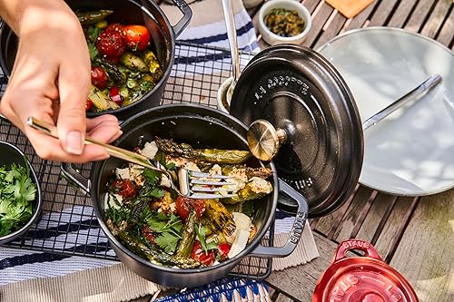 Miniatura 7 de staub La Cocotte Redondo 40509-480 Pico Cocotte Redondo Negro 6.3 pulgadas (6.3 in) Pequeño, Fundición Ambos Manos, Olla Esmaltada, Compatible con