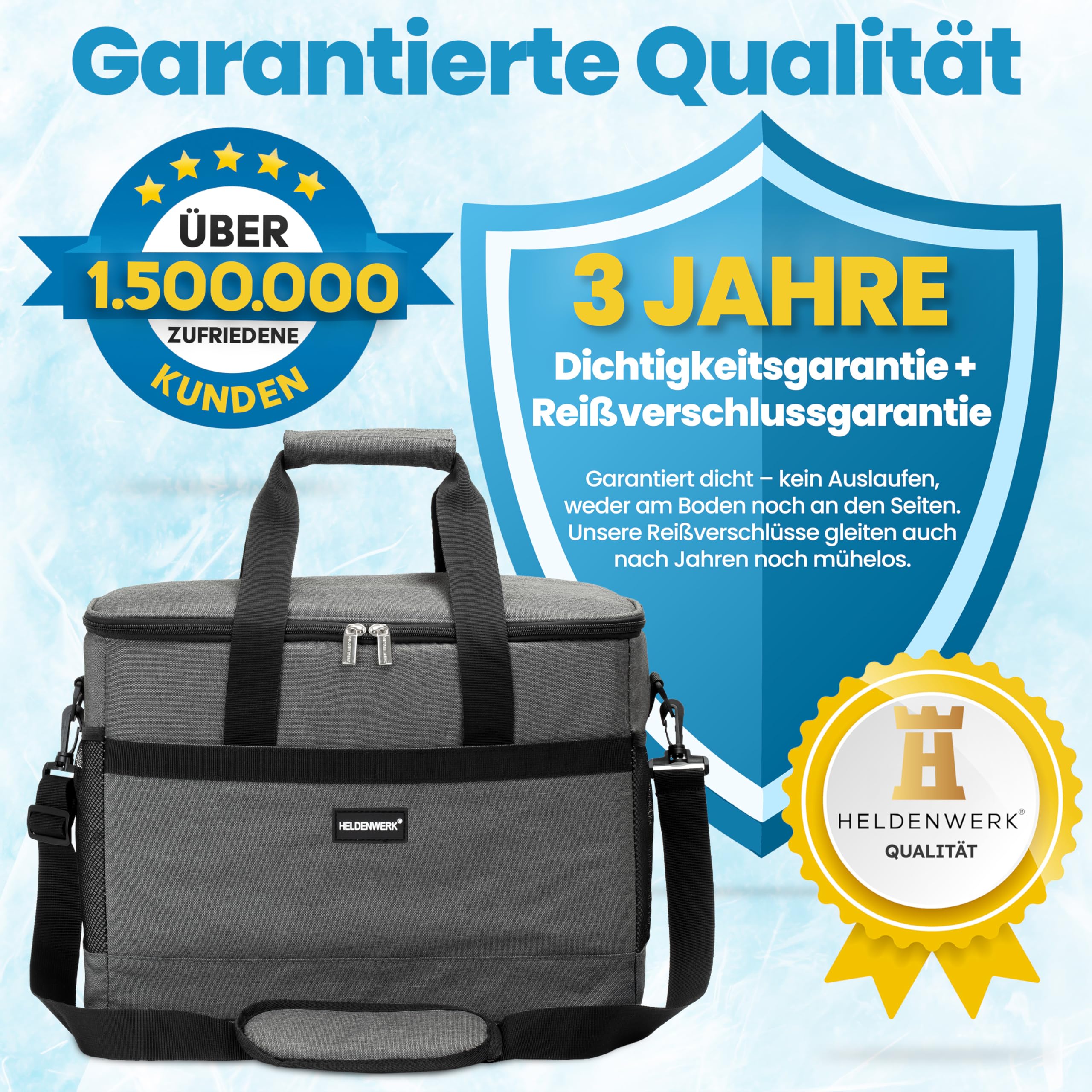 Heldenwerk Borsa termica pieghevole di grandi dimensioni – con capacità raffreddamento fino a 12 ore prova perdite e impermeabile da picnic per
