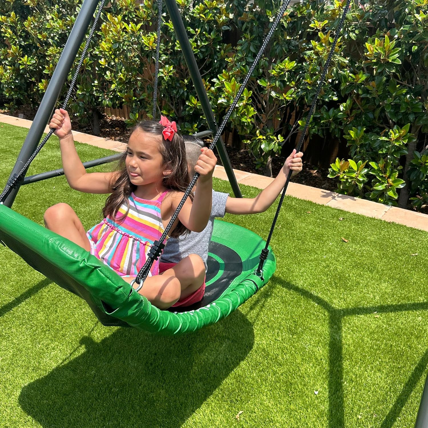 gobaplay FlyMax Boat Tree Swing, 53" x 25" Outdoor Platform Saucer Seat for Backyard Swing Set, Green - (Swingset Frame Not Included)