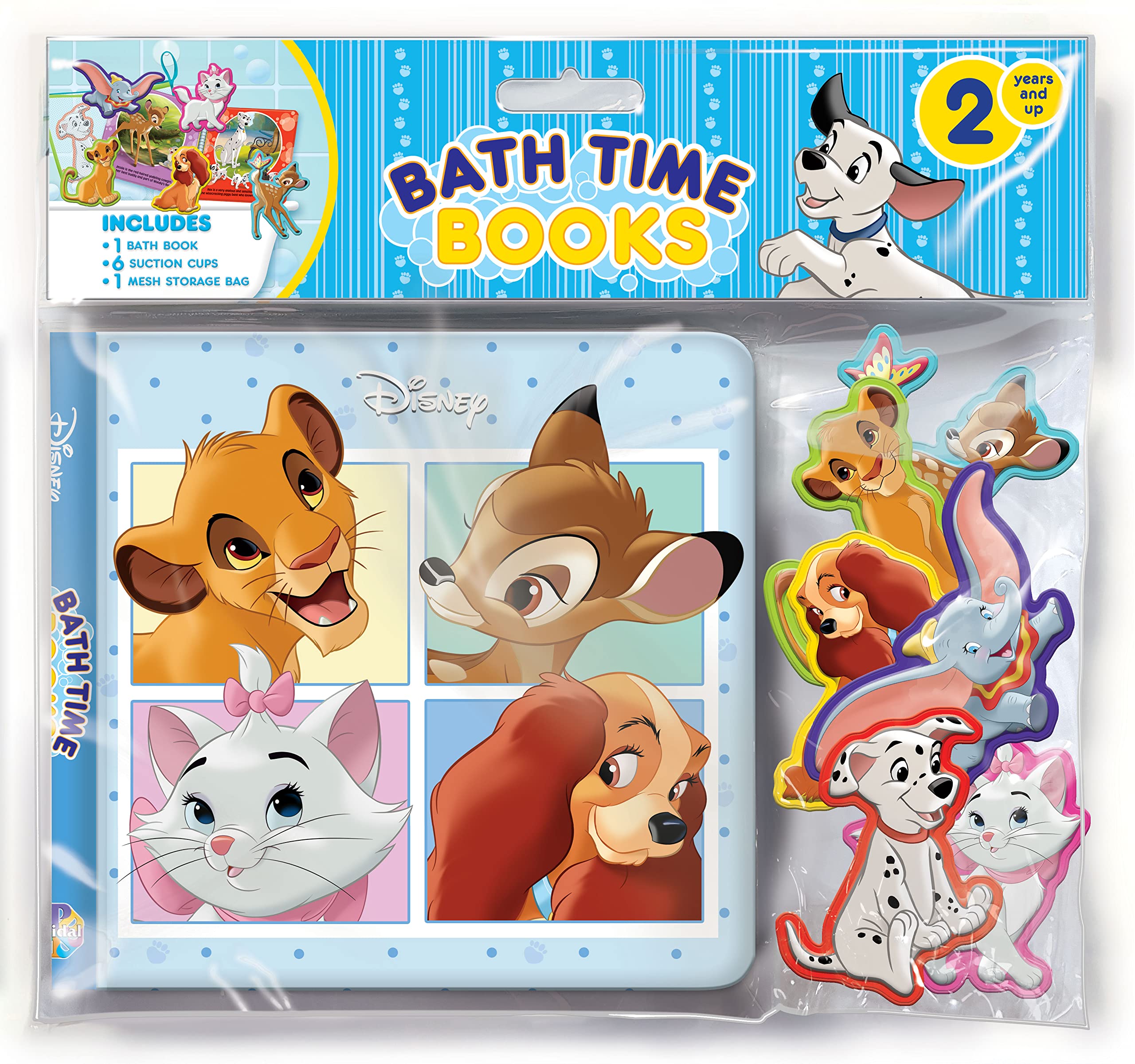 Disney Lion King and Friends Bath Time Books - Activity Books for kids, Bath book, 6 Padded suction cups, 1 Mesh bag