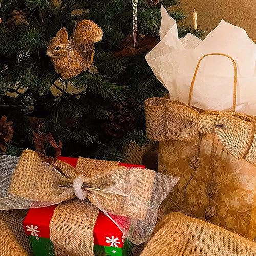 Miniatura 9 de Lainrrew - Cinta de arpillera, cinta de tela de arpillera de 4 pulgadas de ancho, cinta de arpillera natural con bordes finisheh para envoltura de