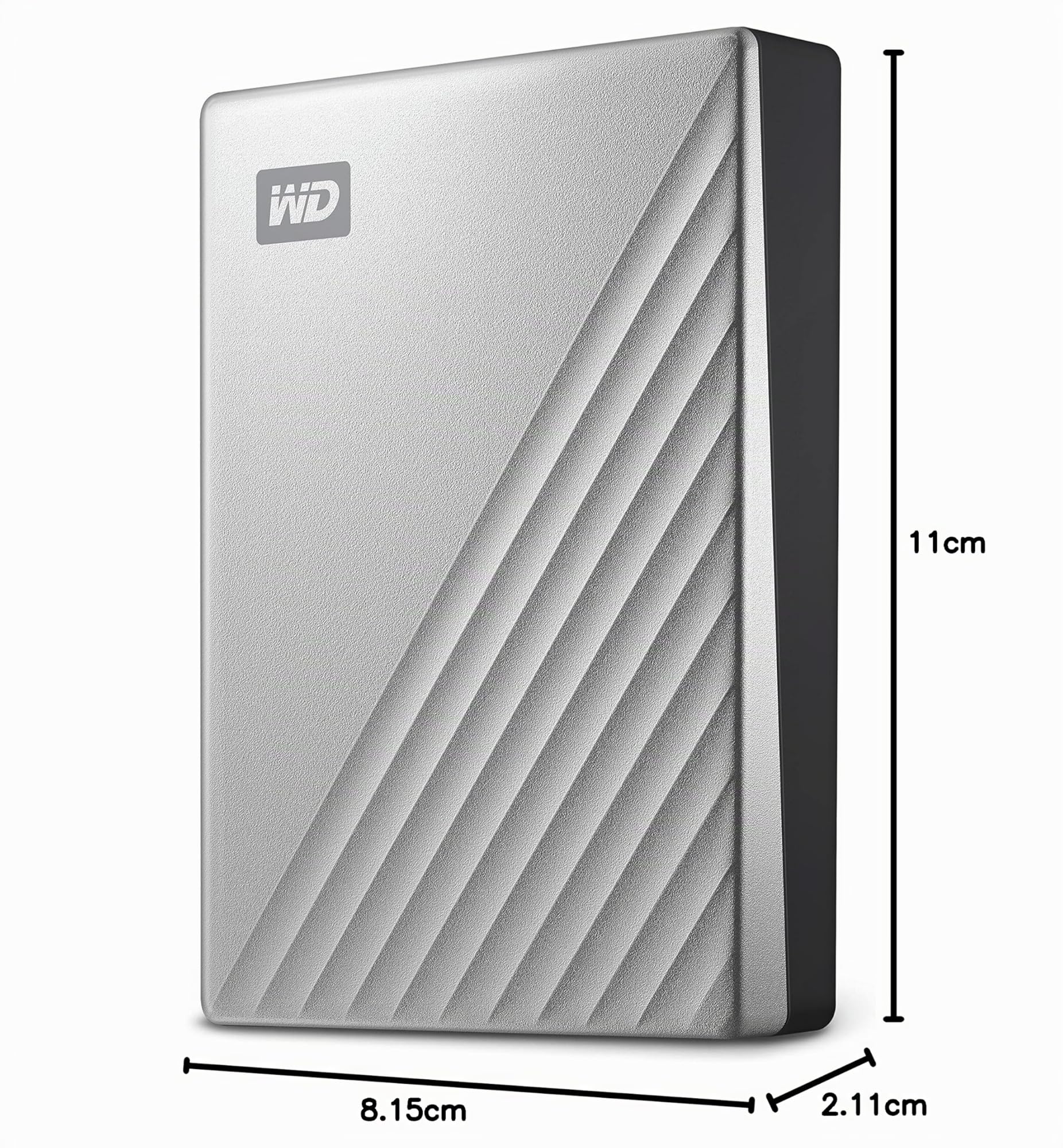 WD 4TB My Passport Ultra Disco Duro Externo Portátil, USB-C, USB 3.2 Gen 1/USB 3.0, Copia de seguridad y protección con contraseña, Formateado para Windows, Plata