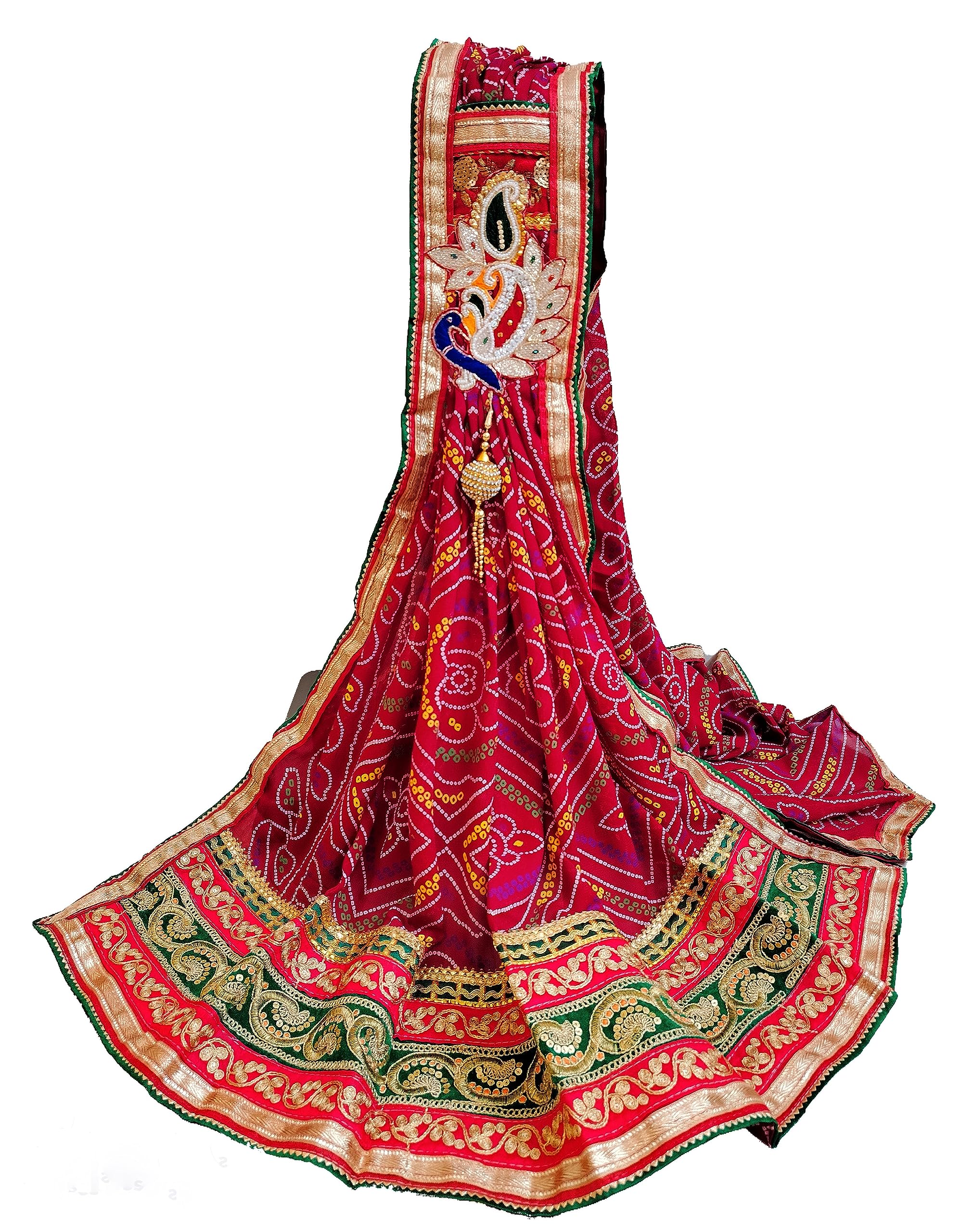 avilhara Piliya Pomcha Chunri Odhana in Rajasthani Marwadi Bandhej Bandhani Print-picture-34