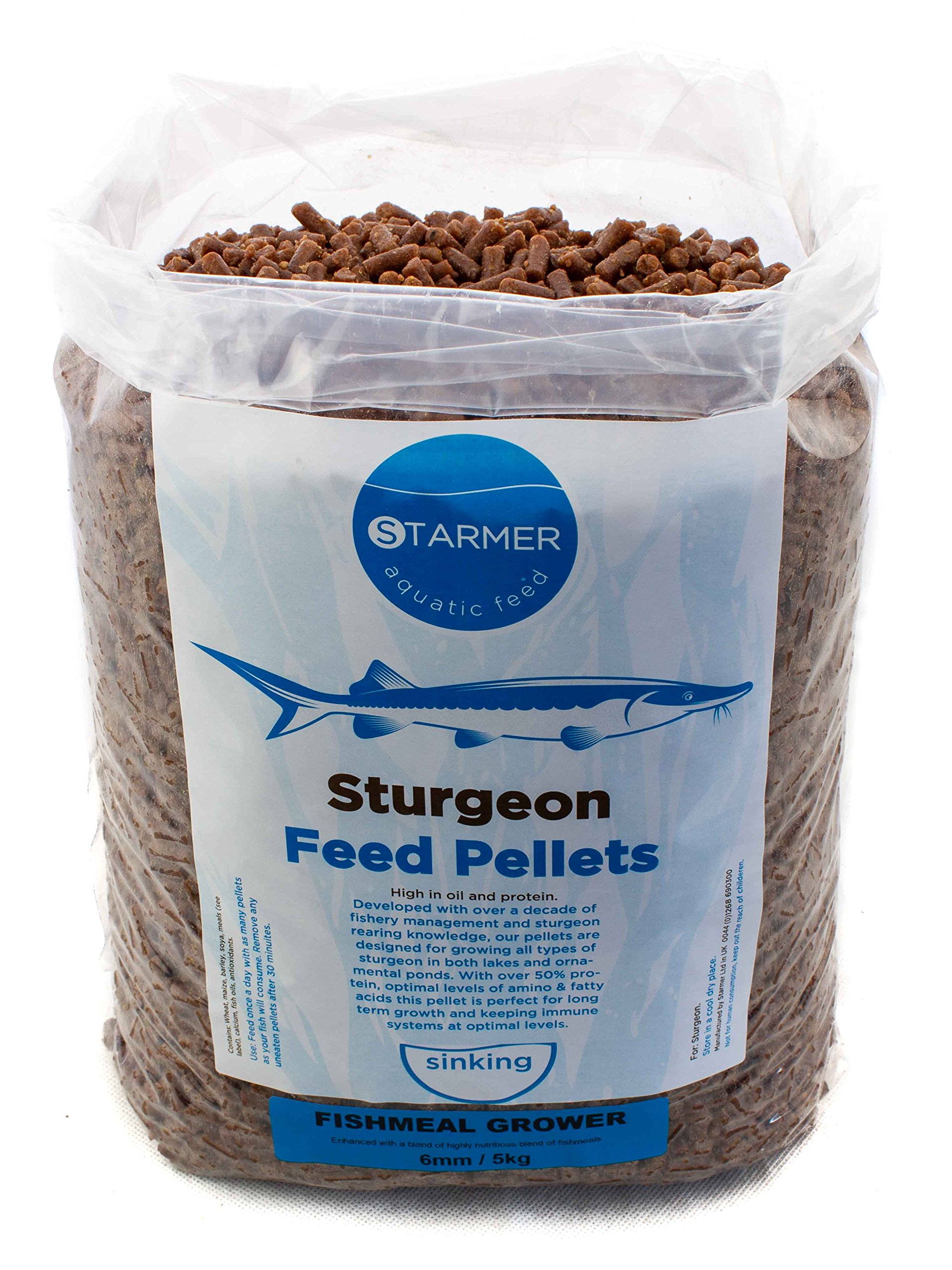 Sturgeon fish feed 6mm grower pellets 5kg high oil