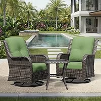 Vista 121 de Joyside Silla mecedora giratoria para exteriores para patio, mecedora de mimbre para exteriores con cojines de tela de olefina adecuada para porche