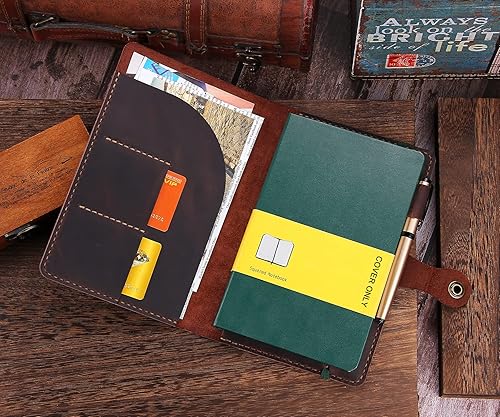 Miniatura 22 de Moleskine - Funda hecha a mano para cuaderno Moleskine de tapa dura, tamaño grande, 5 x 8.25 pulgadas, funda de cuero vintage con soporte