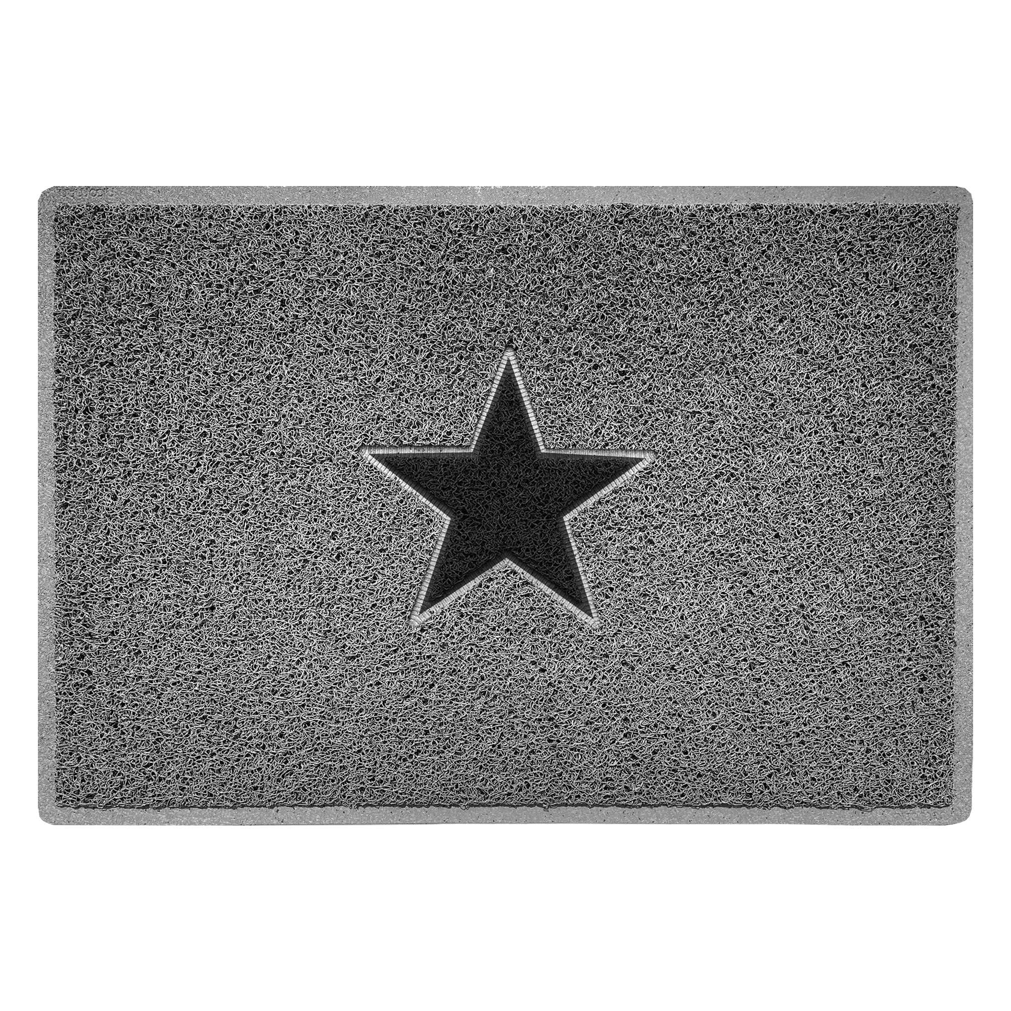 Rackhams Grey/Black Inlay Star Doormat - With Star - 90Cm X 60Cm