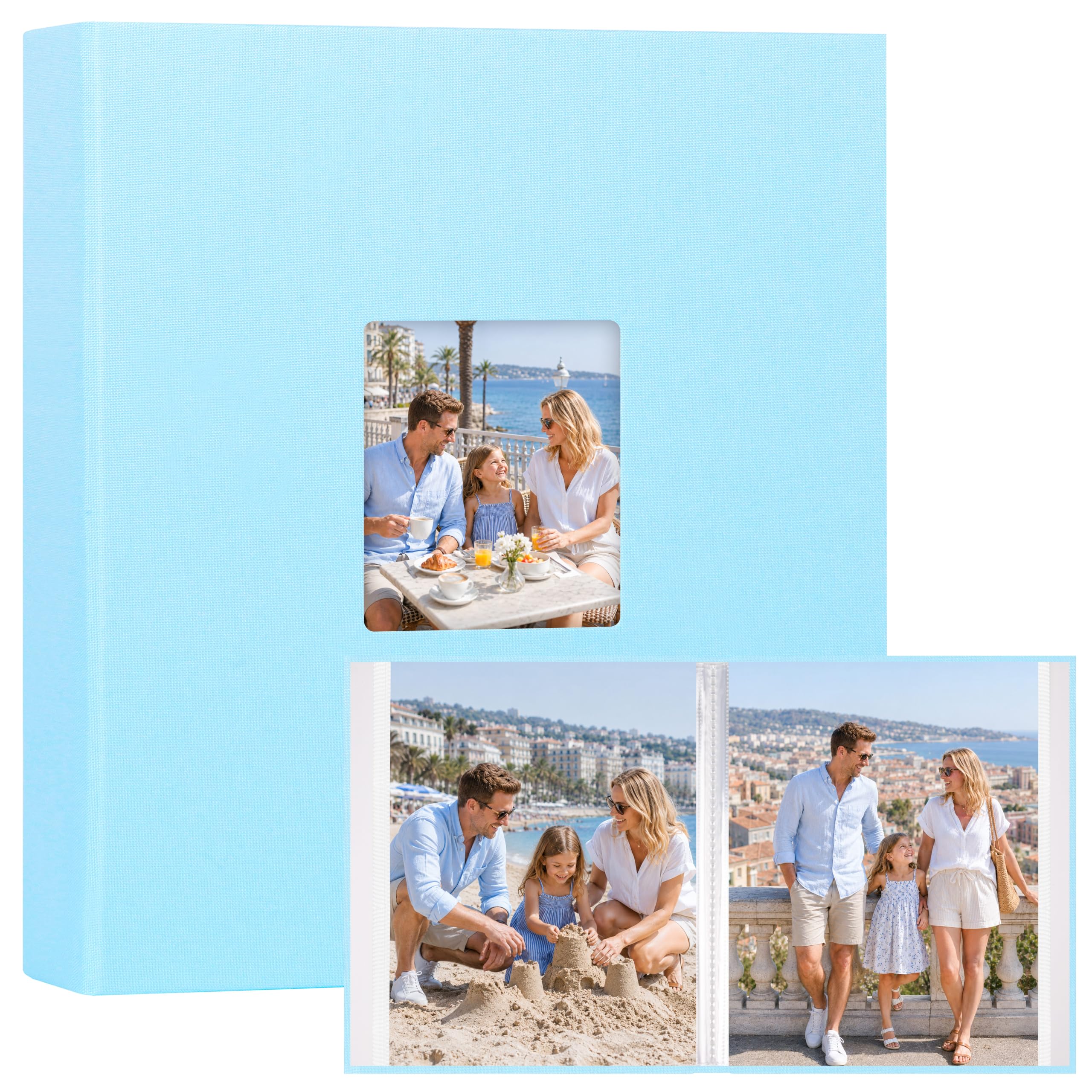 Aevdor 11x14 Photo Album and Art Portfolio, 64 Photos, Linen Cover, Blue