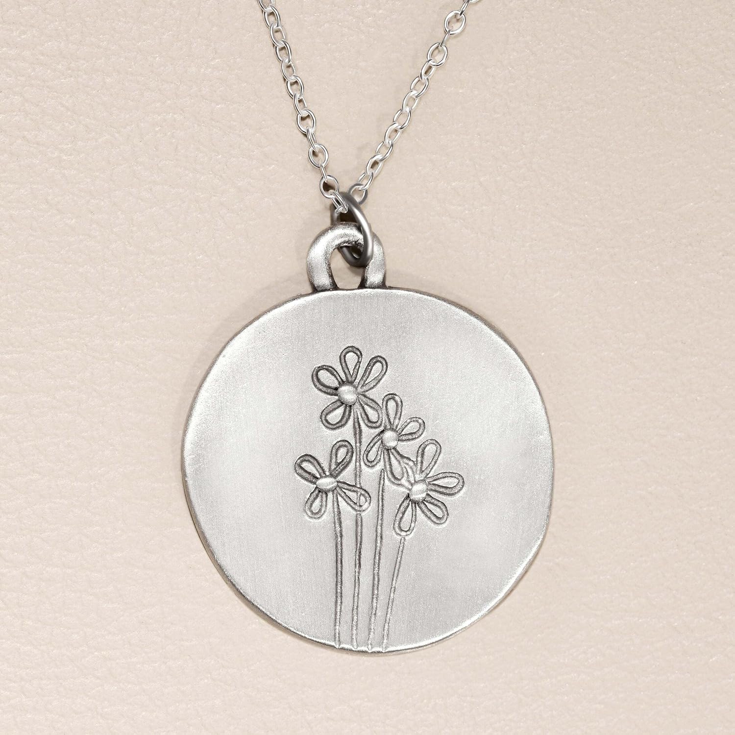 LISA LEONARD DESIGNS Pewter Bunch of Daisies Pendant Necklace in 18" Chain, Minimalists Jewelry, Dainty Necklaces, Necklaces For Women, Gift For Her - Image 3