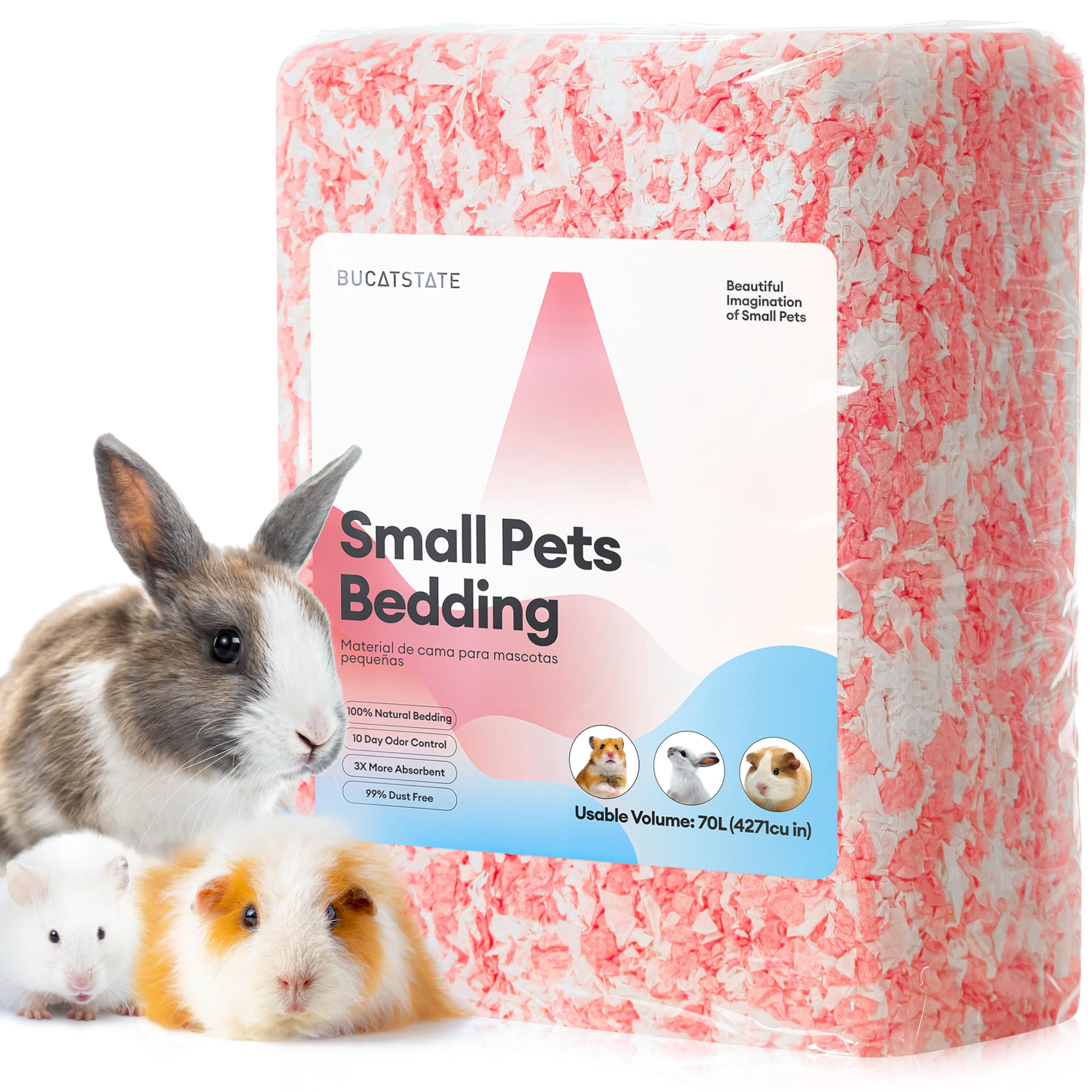 BUCATSTATE Hamster Bedding 20L, 99% Dust-Free and Odor Control Guinea Pig Bedding, Natural Paper Rabbit Bedding for Cages Rat Syrian Dwarf Hamster Hedgehog (Confetti) — view 10
