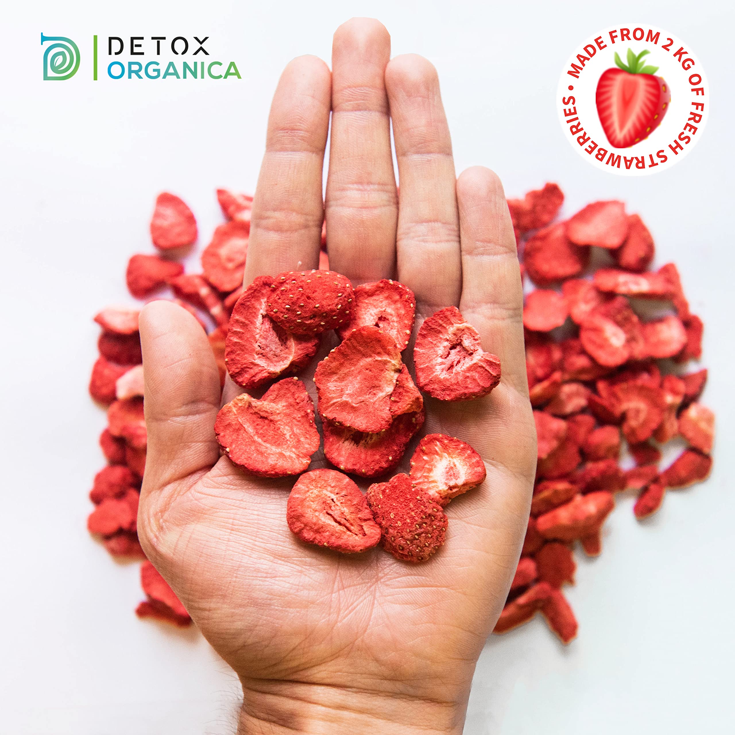 Detox Organica GEFRIERGETROCKNETE ERDBEEREN 300g, 100% Trockenfrüchte | Früchte in Scheiben natürlich und ohne Zusatz von Zucker oder Zusatzstoffen, Erdbeerchips freeze dried strawberries (300g)