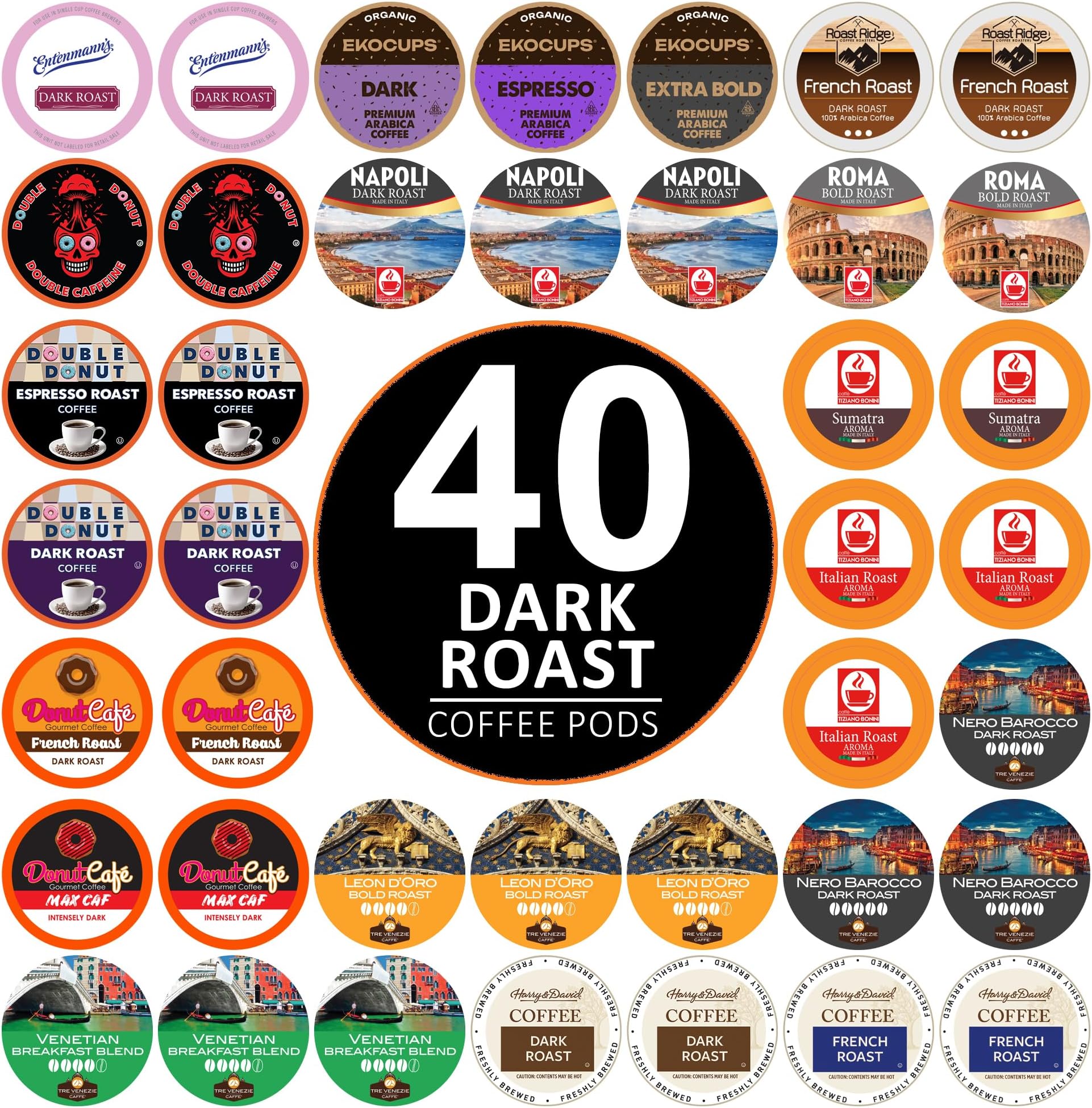 40-count BOLD & DARK ROAST COFFEE Single Serve Cups For Keurig K Cup Brewers Variety Pack Sampler (Bold Sampler)
