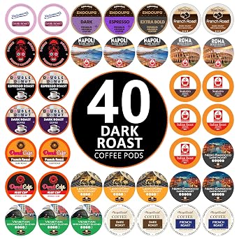 Perfect Samplers Dark Roast Coffee Pod Variety Pack - Pack for Keurig K Cups Coffee Makers, Bold 40 Count