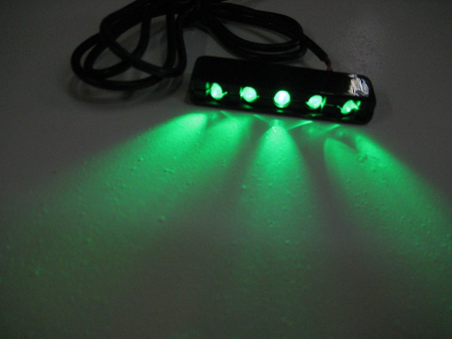 LED Pod Light, 5 LEDs 12vDC Motorcycle LED Light (1Pack) Green/Black Matte