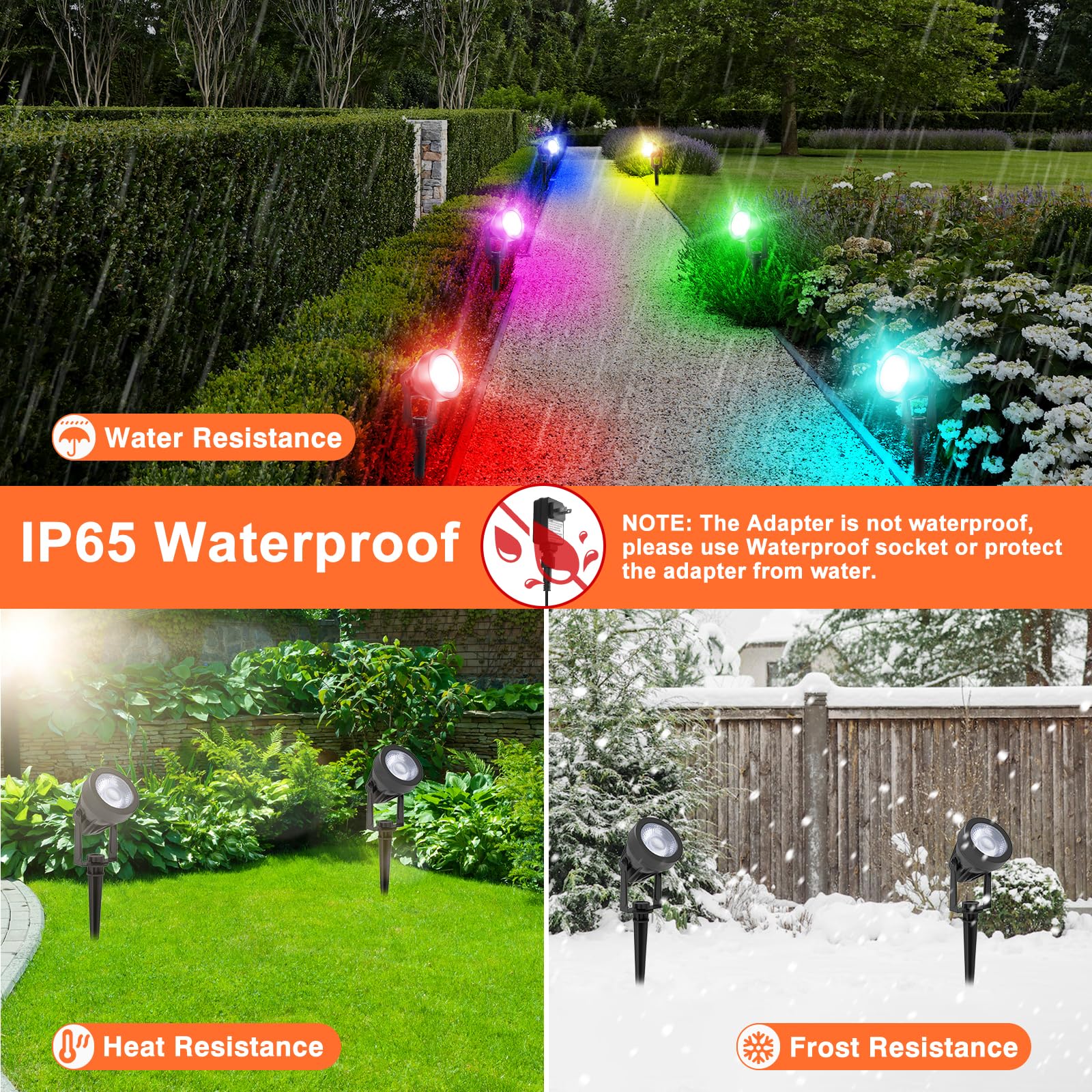 T-SUNUS Gartenstrahler LED RGB, 6er Gartenbeleuchtung RGB 12V mit Fernbedienung, IP65 Wasserdicht 16 Farben und 4 Modi, Gartenleuchte mit Erdspieß für Außen Weg Garten Weihnachten