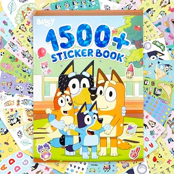 Horizon Group USA Sticker Book with Large and Small Sizes, Kids Stationary for Water Bottle, Notebooks, and Party Favors, Bluey