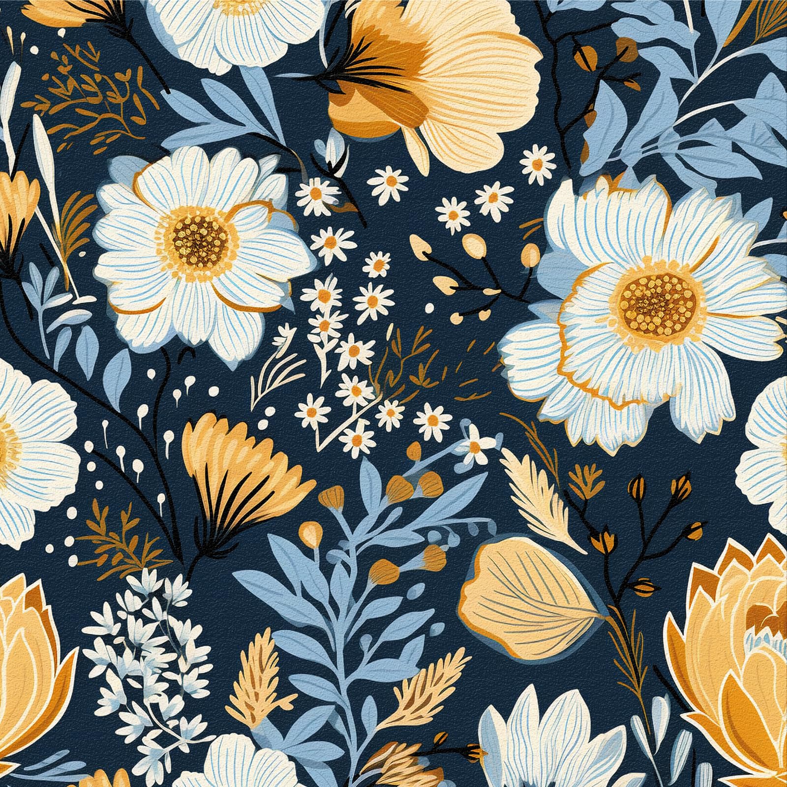 LZH-LP Self Adhesive Wallpaper, Watercolor Flower Peel and Stick Contact Paper, 44x300CM Blue White Floral Seamless Pattern Removable Wallpaper Decorative Film for Wall Decal — image 1