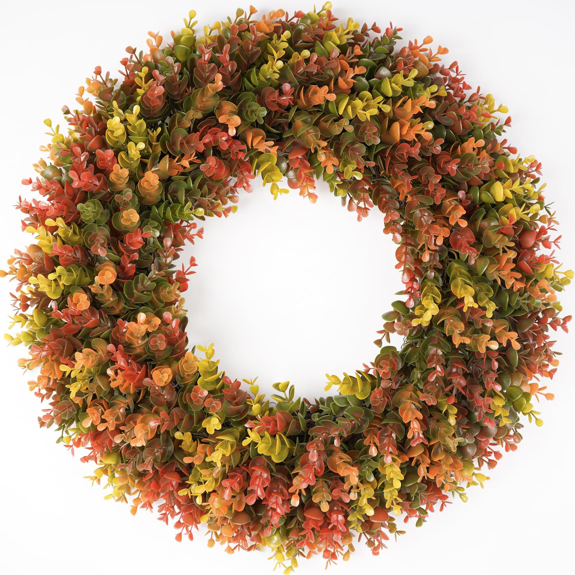 DDHS 19" Fall Wreath for Front Door Artificial Boxwood Wreath