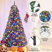 Vista 49 de Yaheetech 7.5ft Pre-lit Spruce Artificial Christmas Tree Snow Flocked Hinges Tree with 550 Multicolor LED Lights & 1284 Branch Tips & Metal Stand