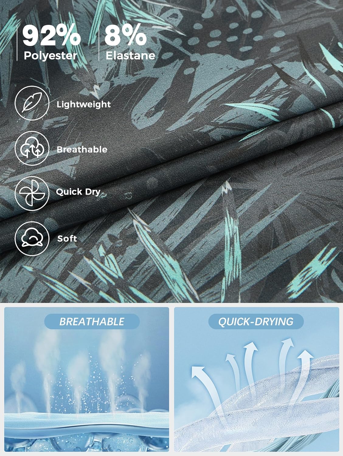 zeetoo Men's Swim Trunks Quick Dry 9" Inseam Board Shorts Mesh Lining Swimwear Bathing Suits Beach Shorts - Image 4