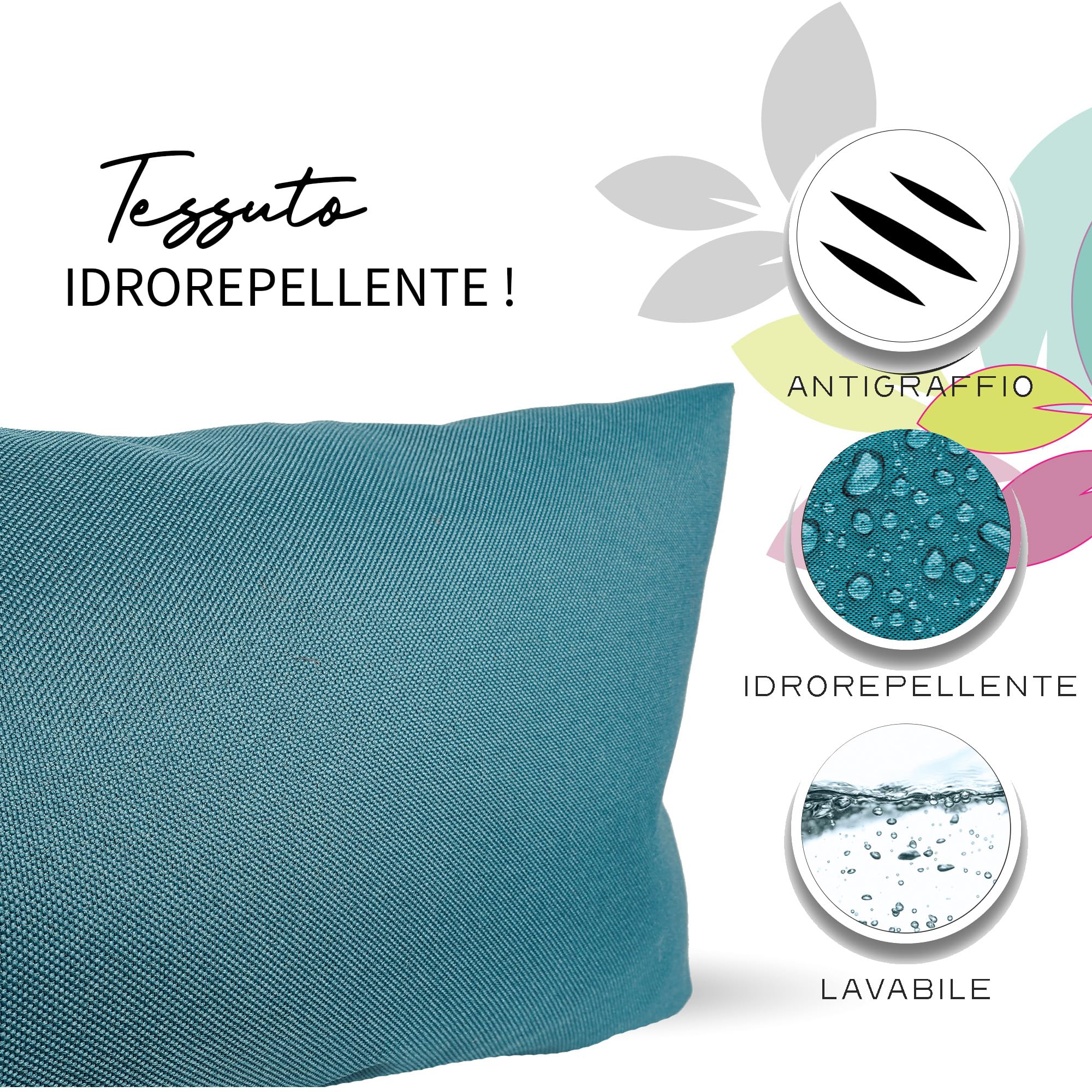 Crea Bed - Cuccia lettino per cani idrorepellente resistente ai graffi, realizzata a mano in Italia. Cuscino per Cane tessuto robusto per l'uso interno ed esterno. XS/S | 50 x 60 cm, PETROLIO