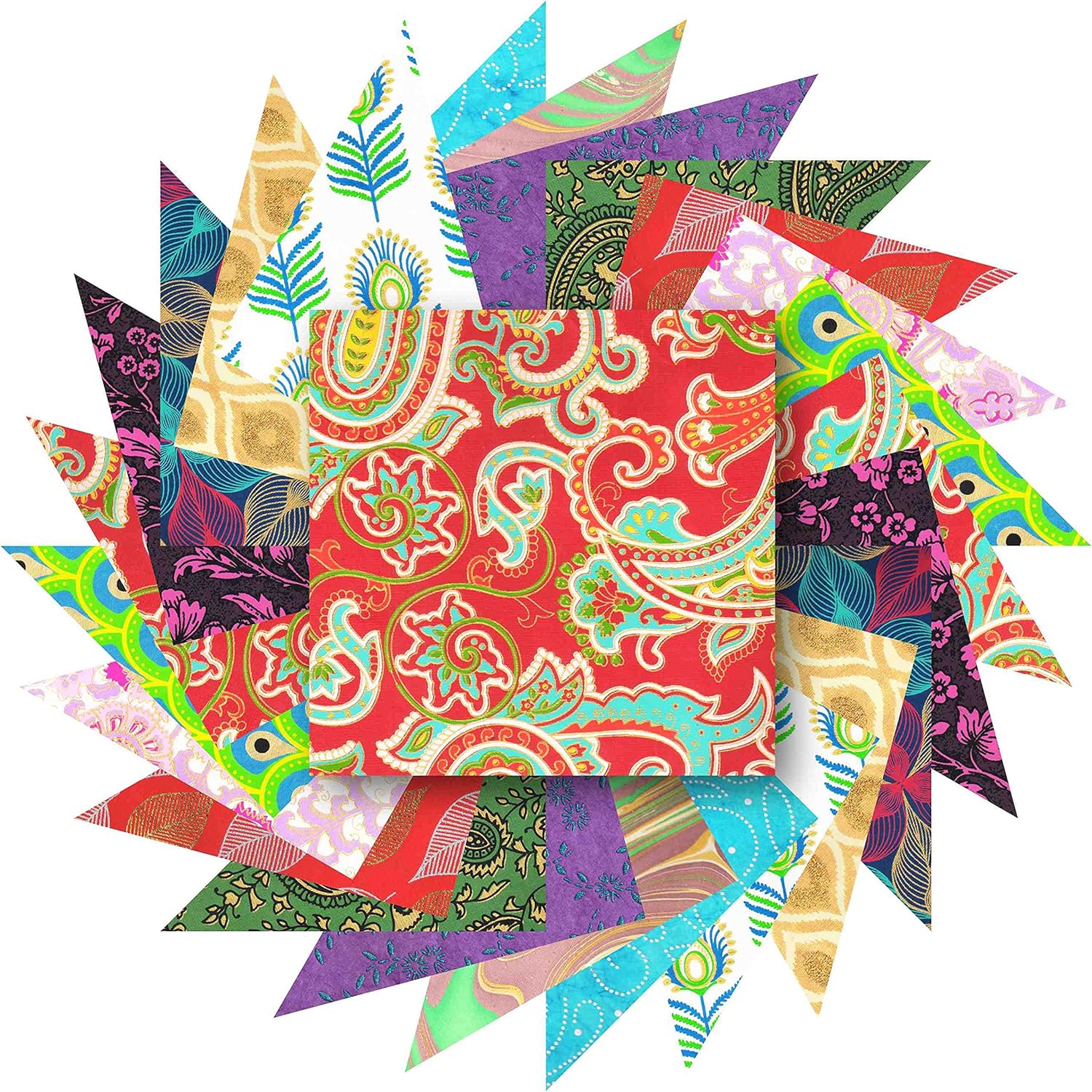 Paperhues Mystical Designs of India Handmade Scrapbook Paper 12 x 12" Pad, 24 Sheets (2 Sheets Each of 12 Styles)