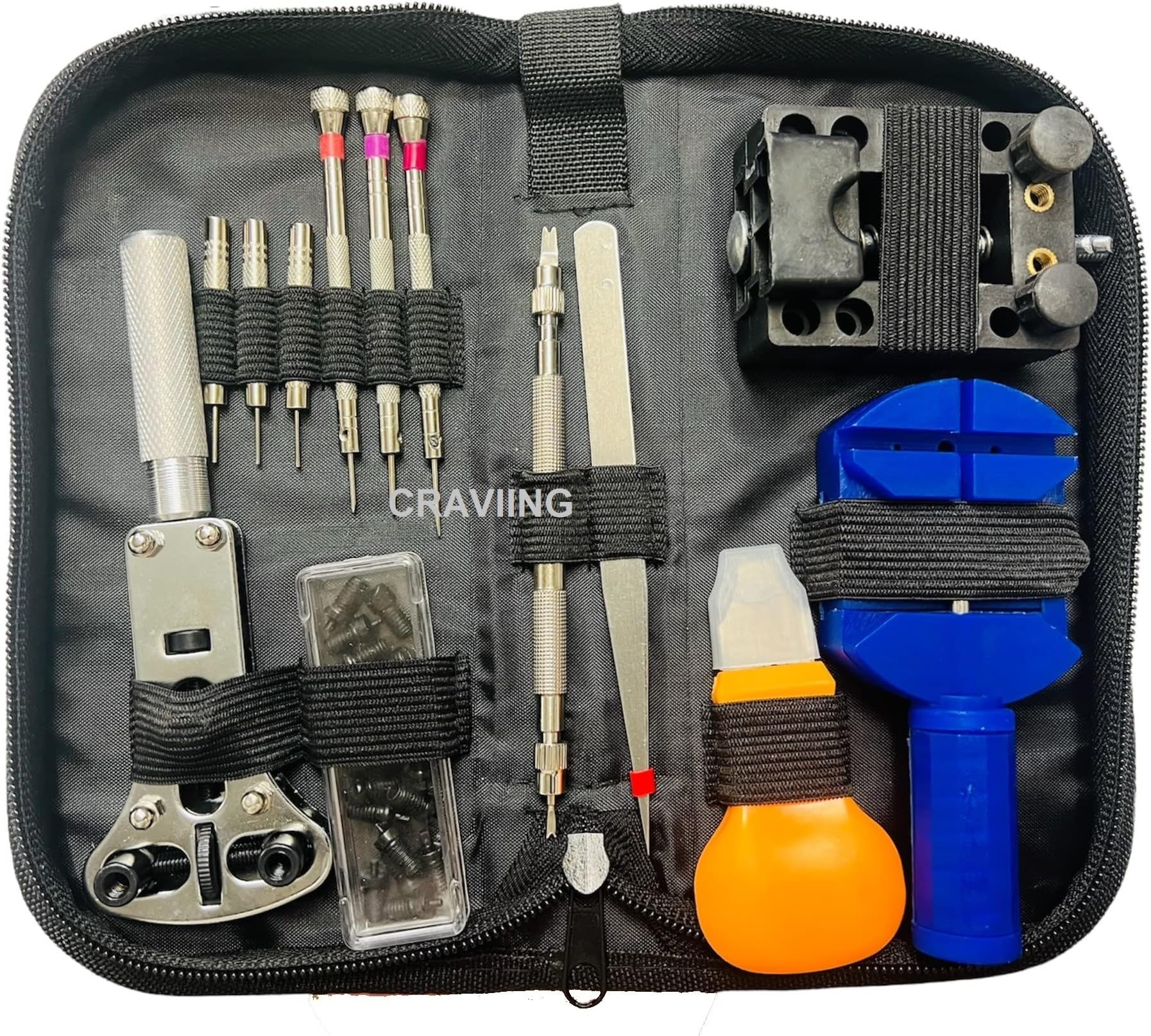 Watch Repair Kit, Spring Bar Tool Set, Battery Changing Tool Kit, Watch Band Link Remover, with Carry Case