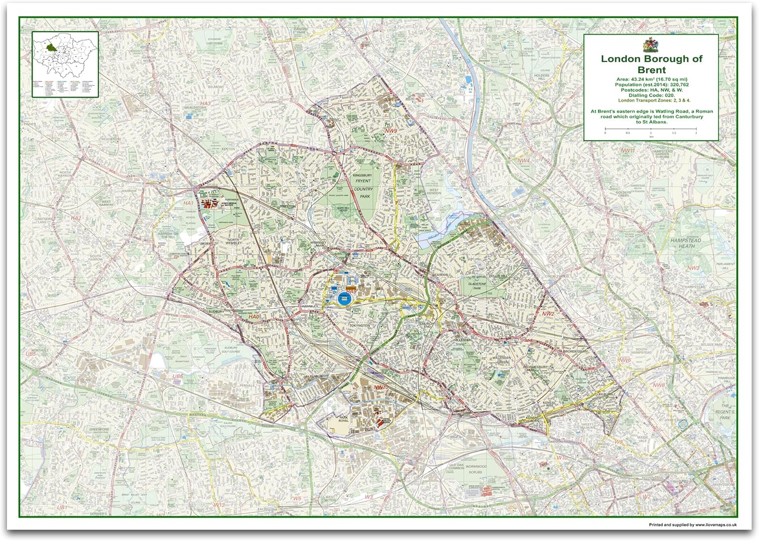 London Borough Of Brent Map London Borough Of Brent Map - Size 118.9 X 84.1 Cm : Amazon.co.uk:  Stationery & Office Supplies