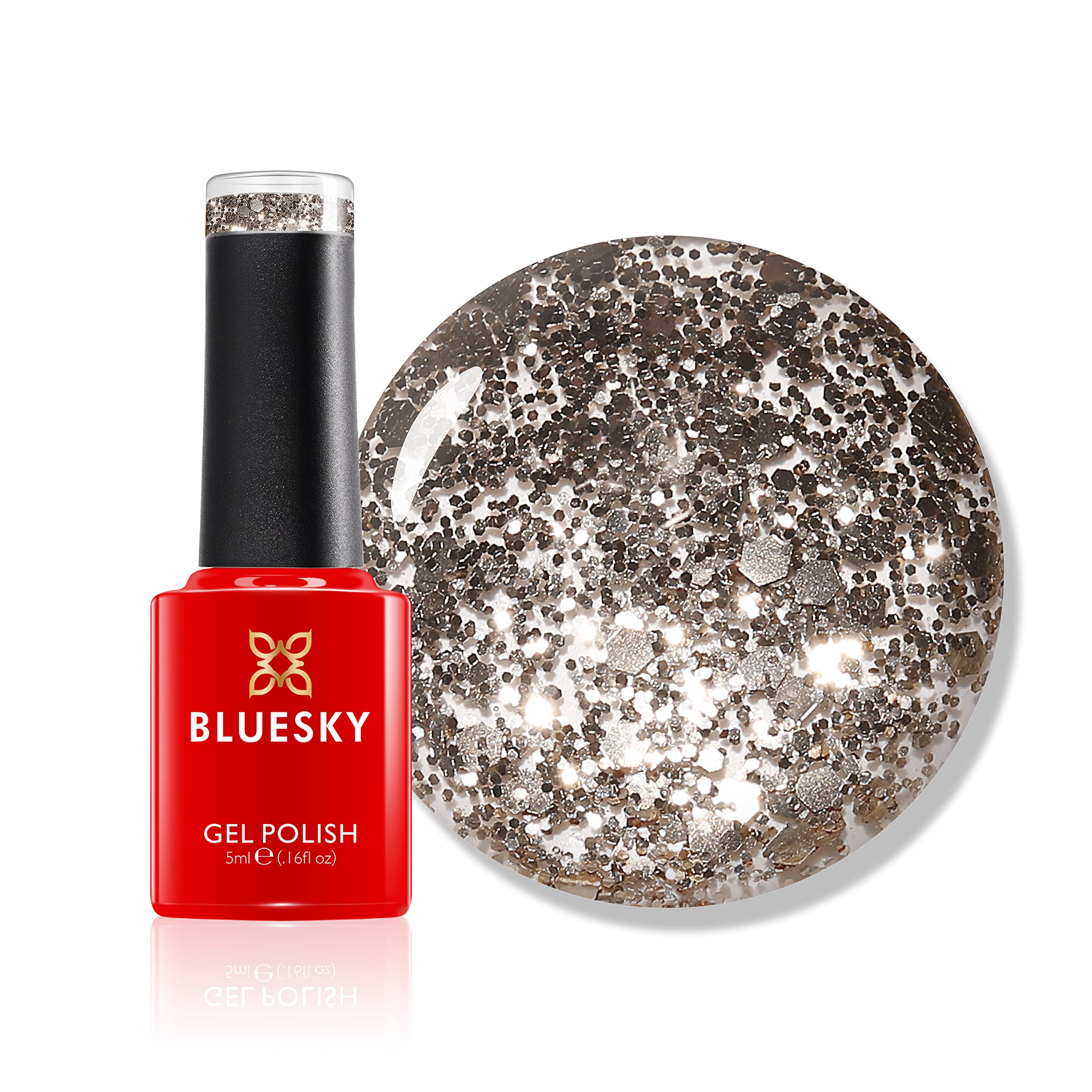 Bluesky Gel Nail Polish, Gold Indulgence, Mini, S12N, Gold, Long Lasting, Chip Resistant, 5ml (Requires Drying Under UV LED Lamp)