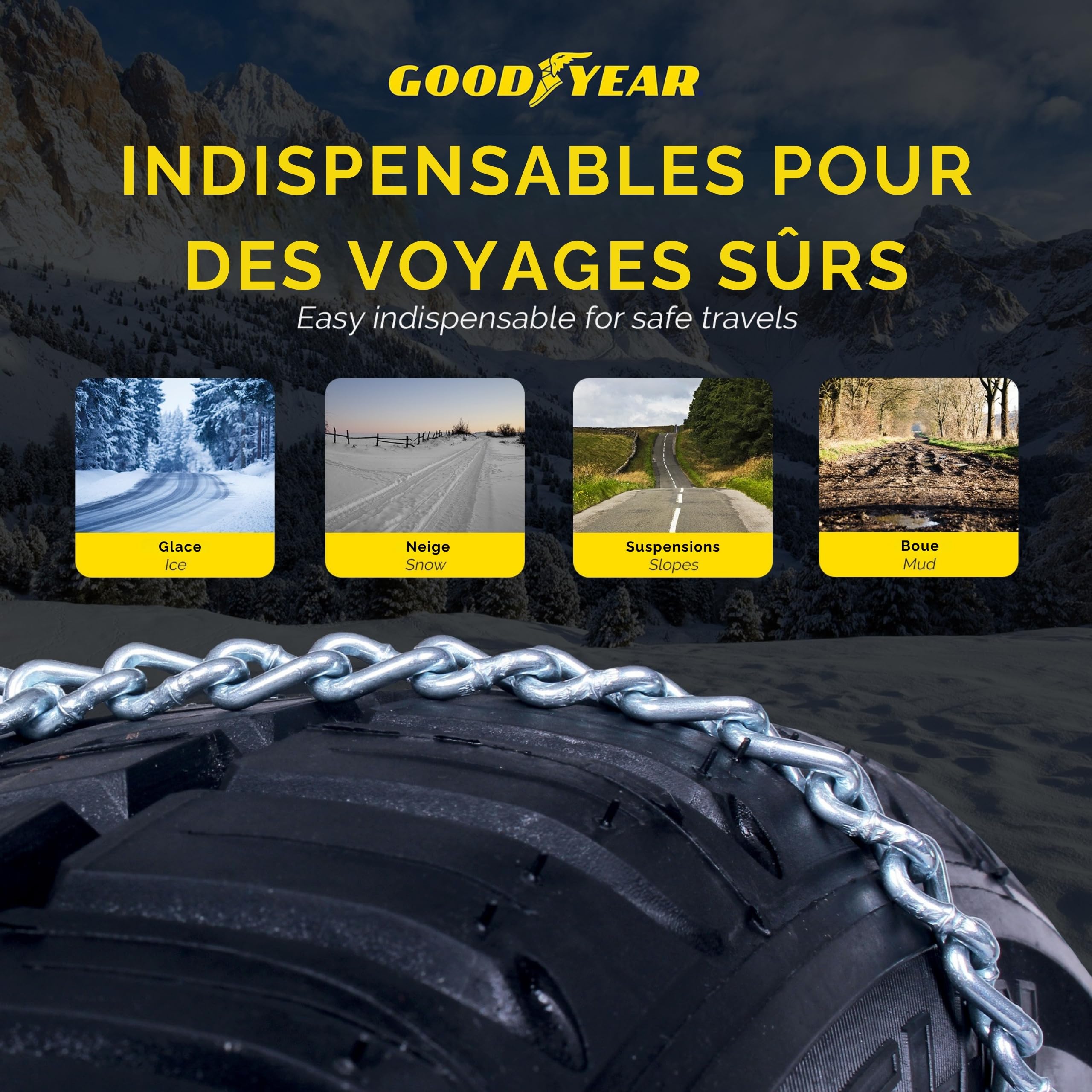 Goodyear 77957 "G7" Chaines a neige 7 mm pour voiture, Taille 120, Première qualité, Homologation TUV et ÖNORM