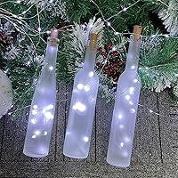 Vista 8 de Luces de botella de vino con corcho, 20 LEDs, 2 metros de luces de corcho de alambre plateado, luces de hadas mini en cadena, para bricolaje