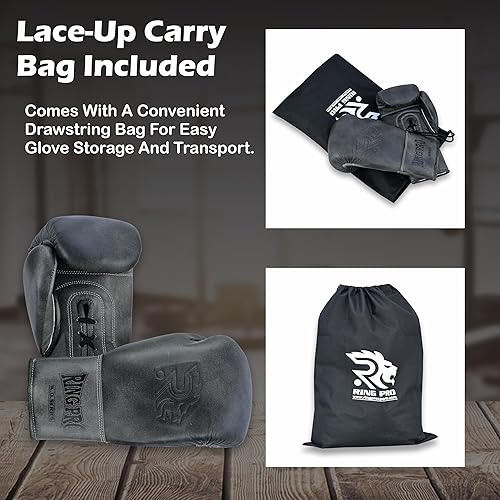 Miniatura 4 de Ring Pro Leather Lace-Up Cracker Boxing Gloves, for Training, Sparring, and Heavy Bag Work, Boxing, MMA, Kickboxing, Muay Thai, for Men and Women