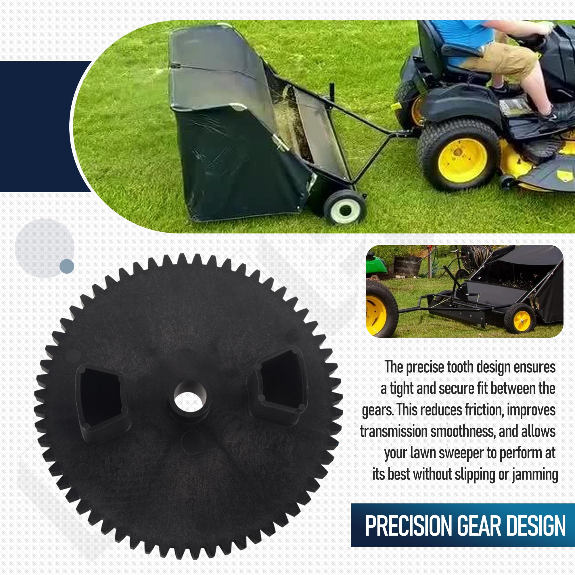 Engranajes de barrendero de césped R-2280 NP08 de 42 Pulgadas compatibles con John Deere/Brinly-Hardy STS-42 y STS-426, 60 Engranajes de Dientes