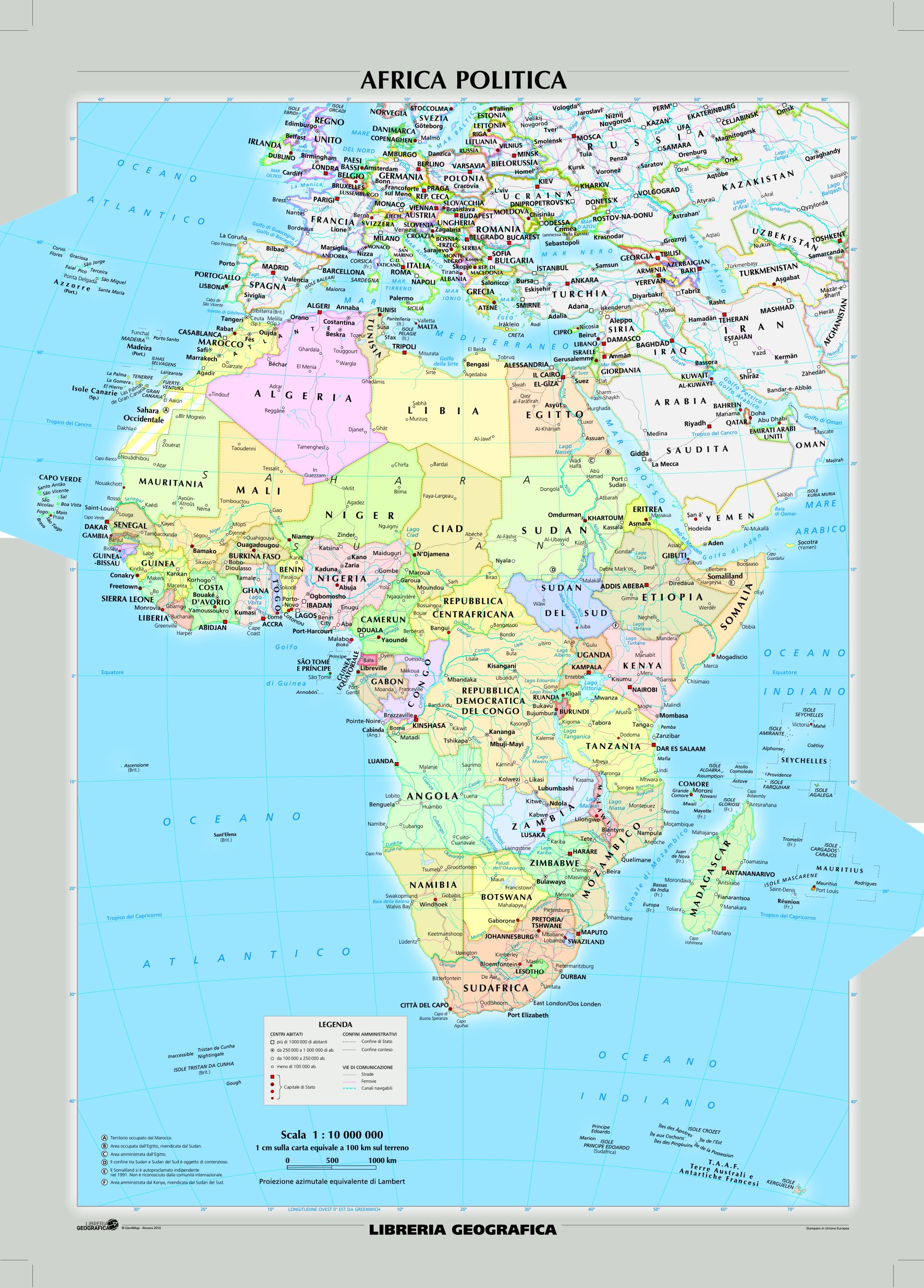 Africa fisica e politica - Carta Murale