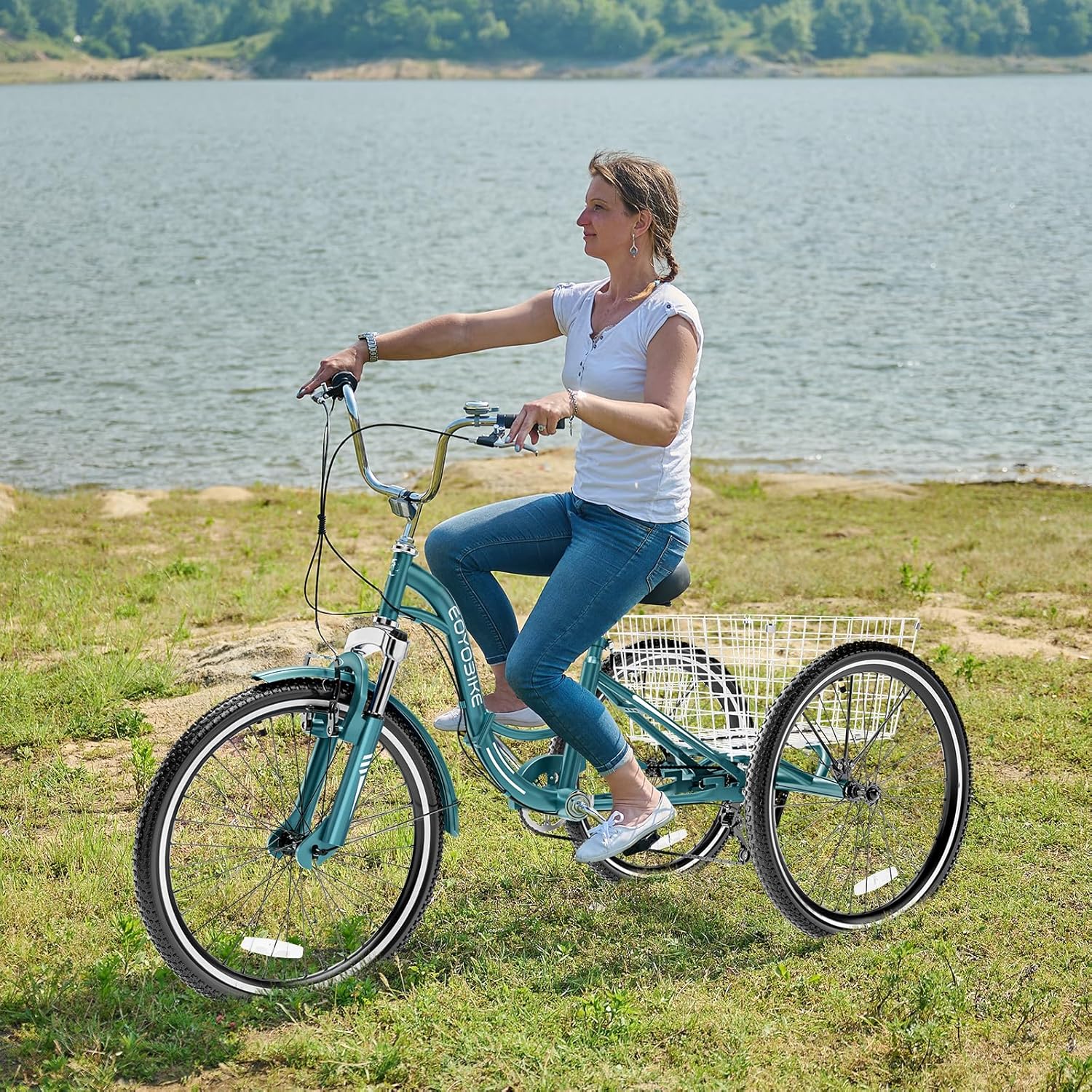 LILYPELLE Adult Folding Tricycles, 7 Speed Folding Adult Trikes, 20/24/26 inch 3 Wheels Bikes with Low Step-Through, Large Basket, Foldable Tricycle for Adults, Women, Men, Seniors