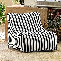 Vista 5 de Jaxx Ponce - Puf para exteriores, resistente a la intemperie, para patio y piscina, a rayas blancas y negras